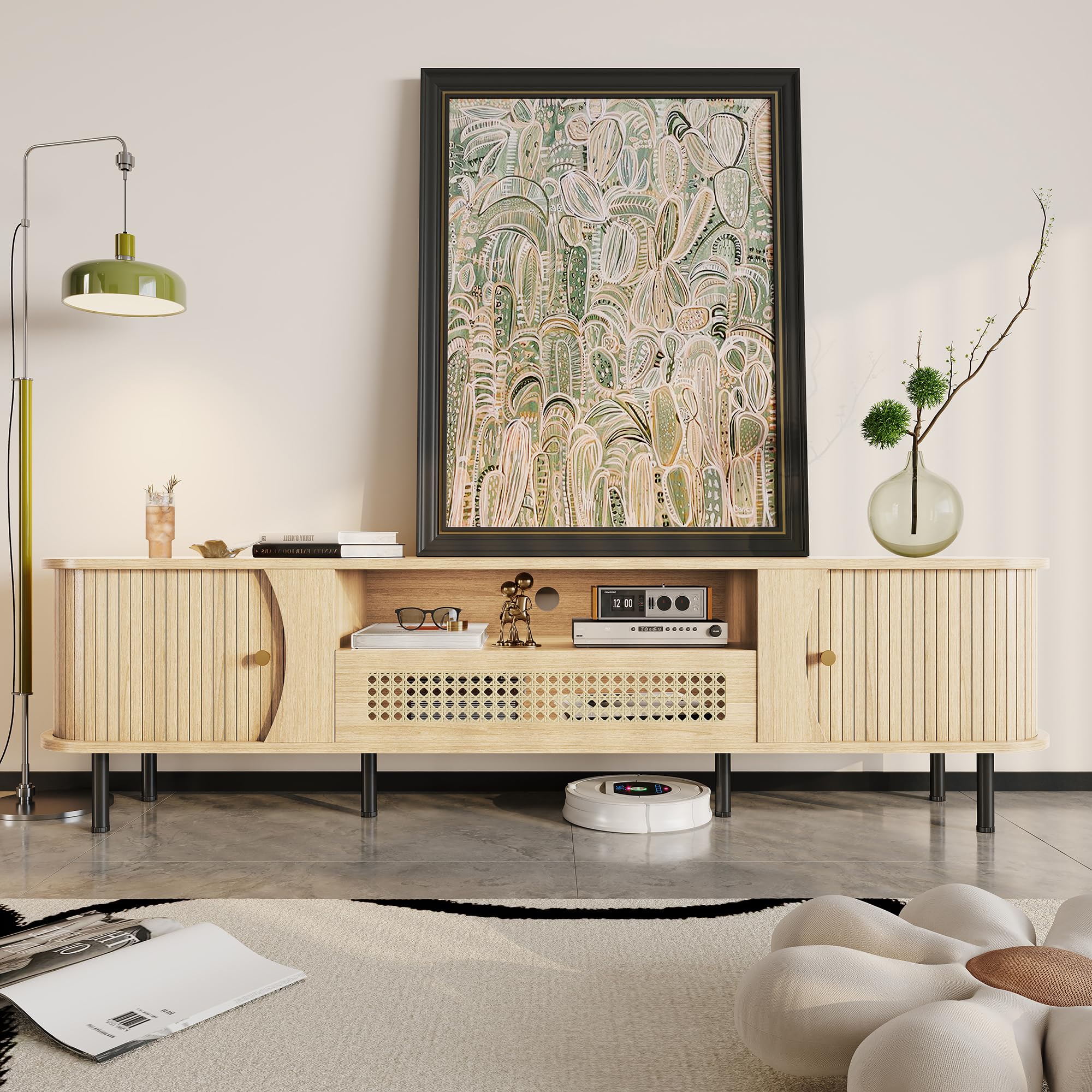 Photo 1 of Basenji 71" Fluted TV Stand with Sliding Doors