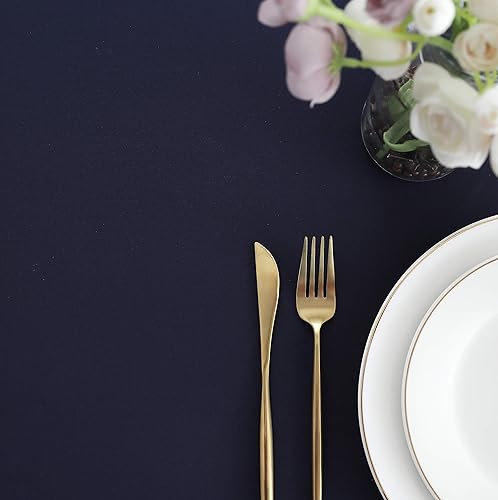 Miniatura 8 de FOLINS&HOME Mantel redondo azul marino de 48 pulgadas, impermeable, resistente, sin arrugas, tela de poliéster, a prueba de derrames, lavable, para