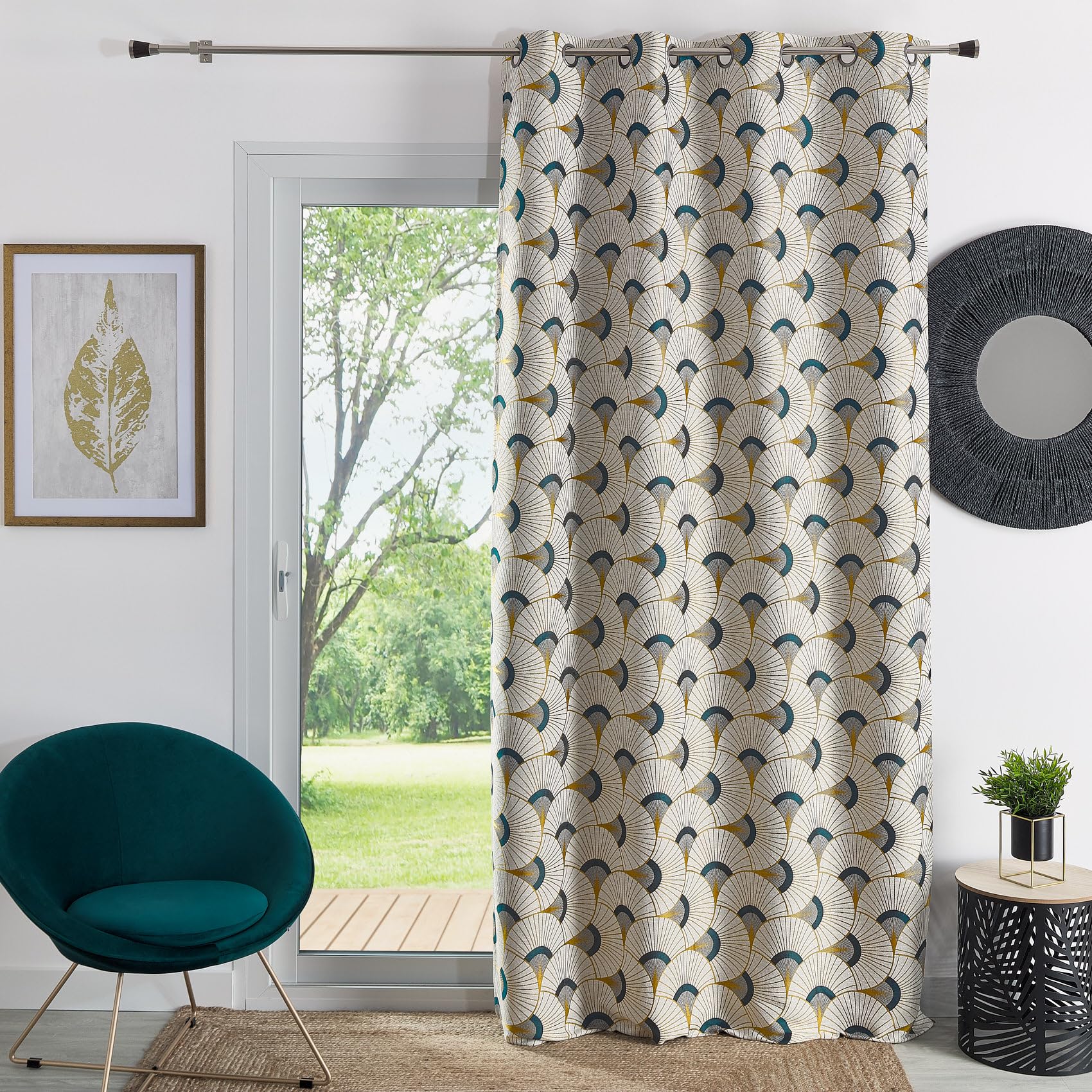 HomeMaison.com Jacquard Furniture Curtain Plain Blackout Curtain Ochre Curtain 140 x 260 cm