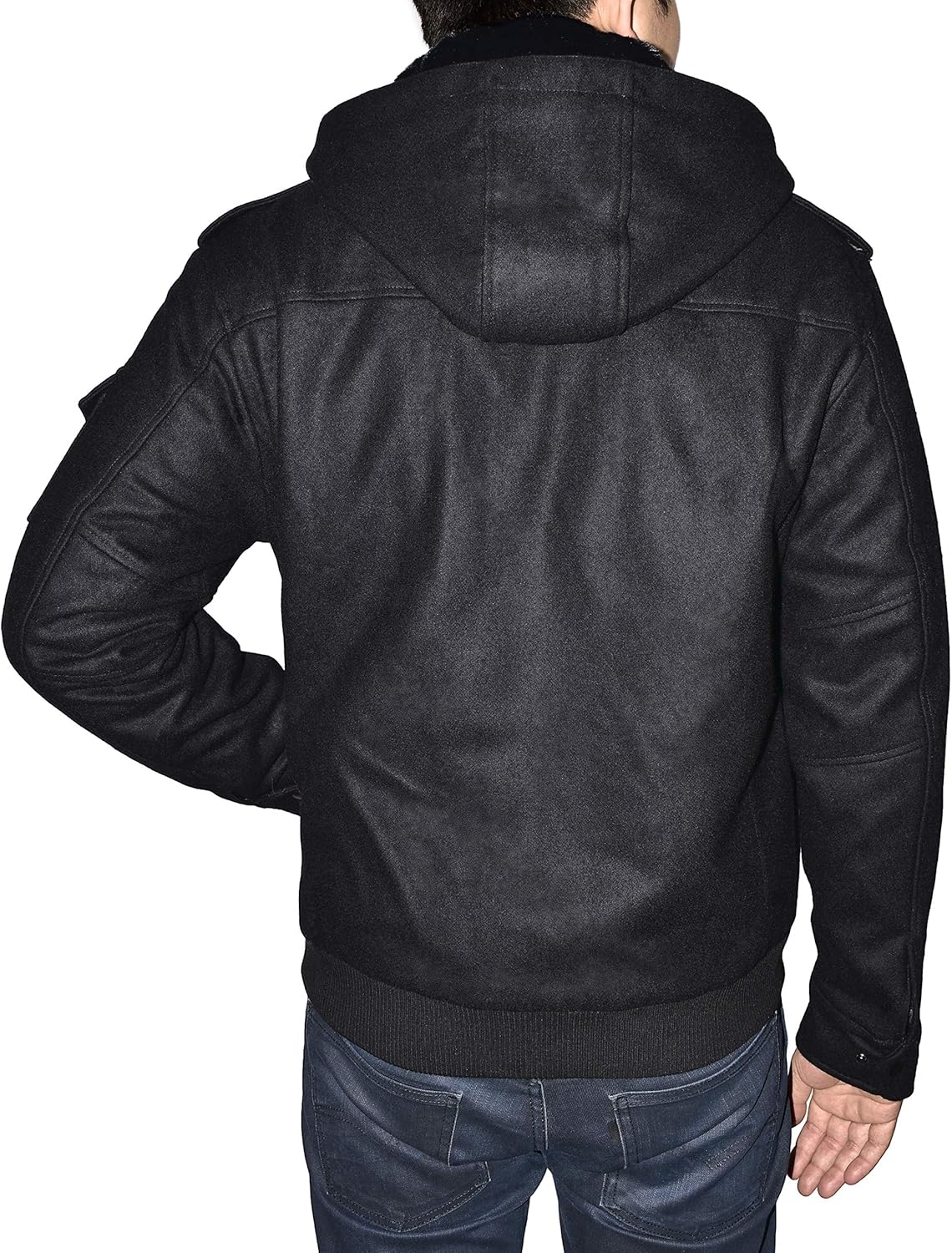 Victory Outfitters Men's Removable Hooded Wool Blend Bomber Jacket