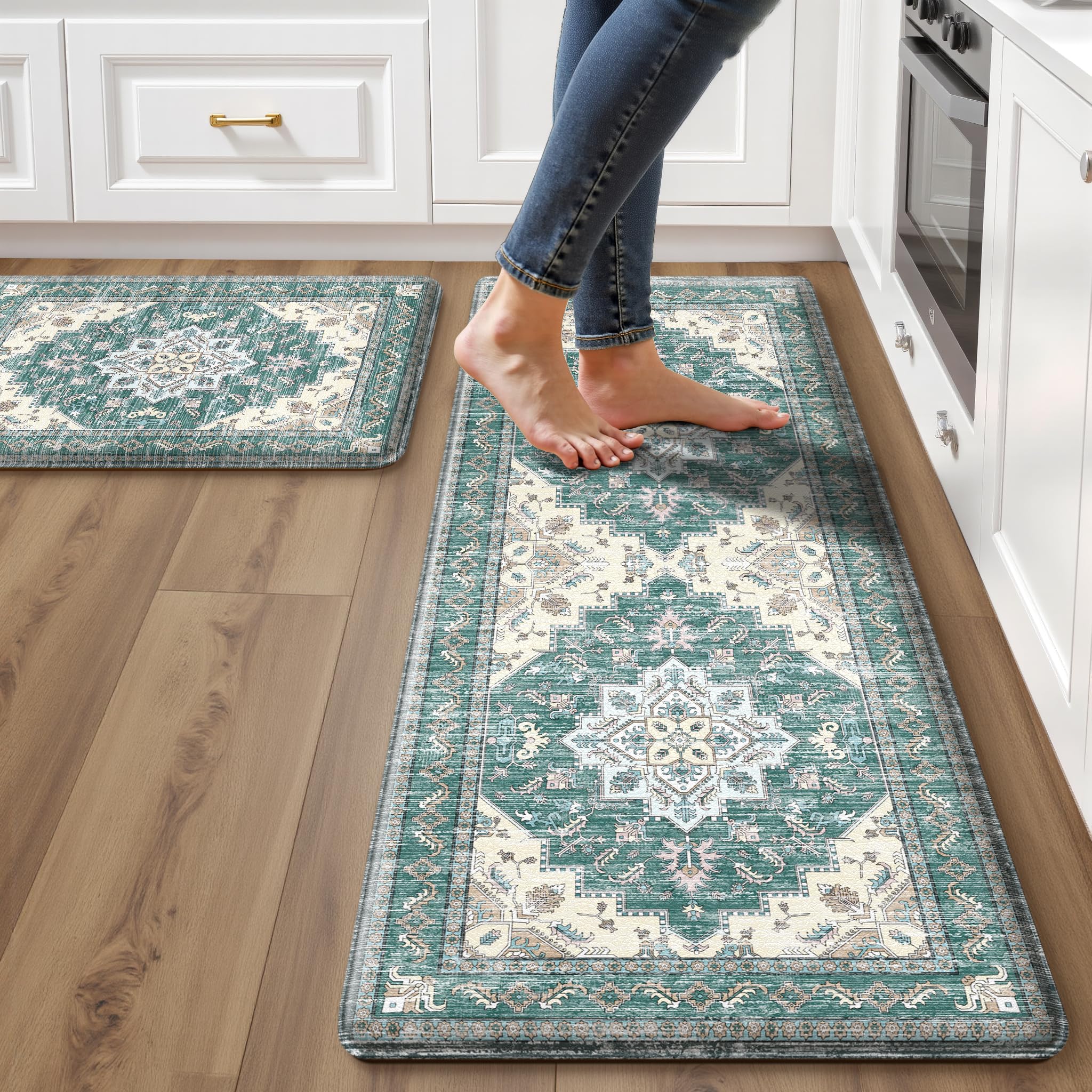 Boho Kitchen Mats - Beige Tan, Anti-Fatigue Rugs -32 Boho Kitchen Mats - Beige Tan, Anti-Fatigue Rugs -32