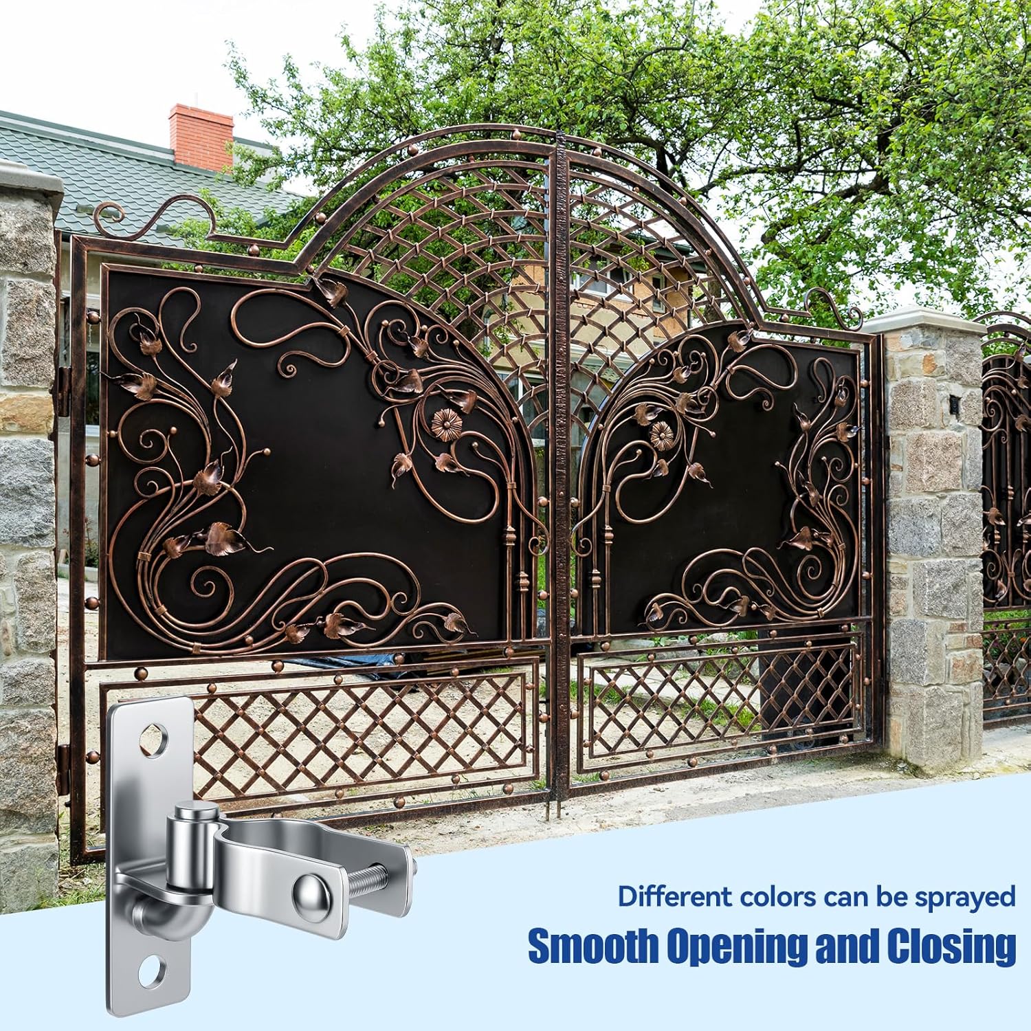 4 Pcs 1-3/8 Inch Wall Mount Gate Hinge, Heavy Duty Pipe Gate Hinge Metal Post Chain Link Fence Frame Outdoor Gate Hardware