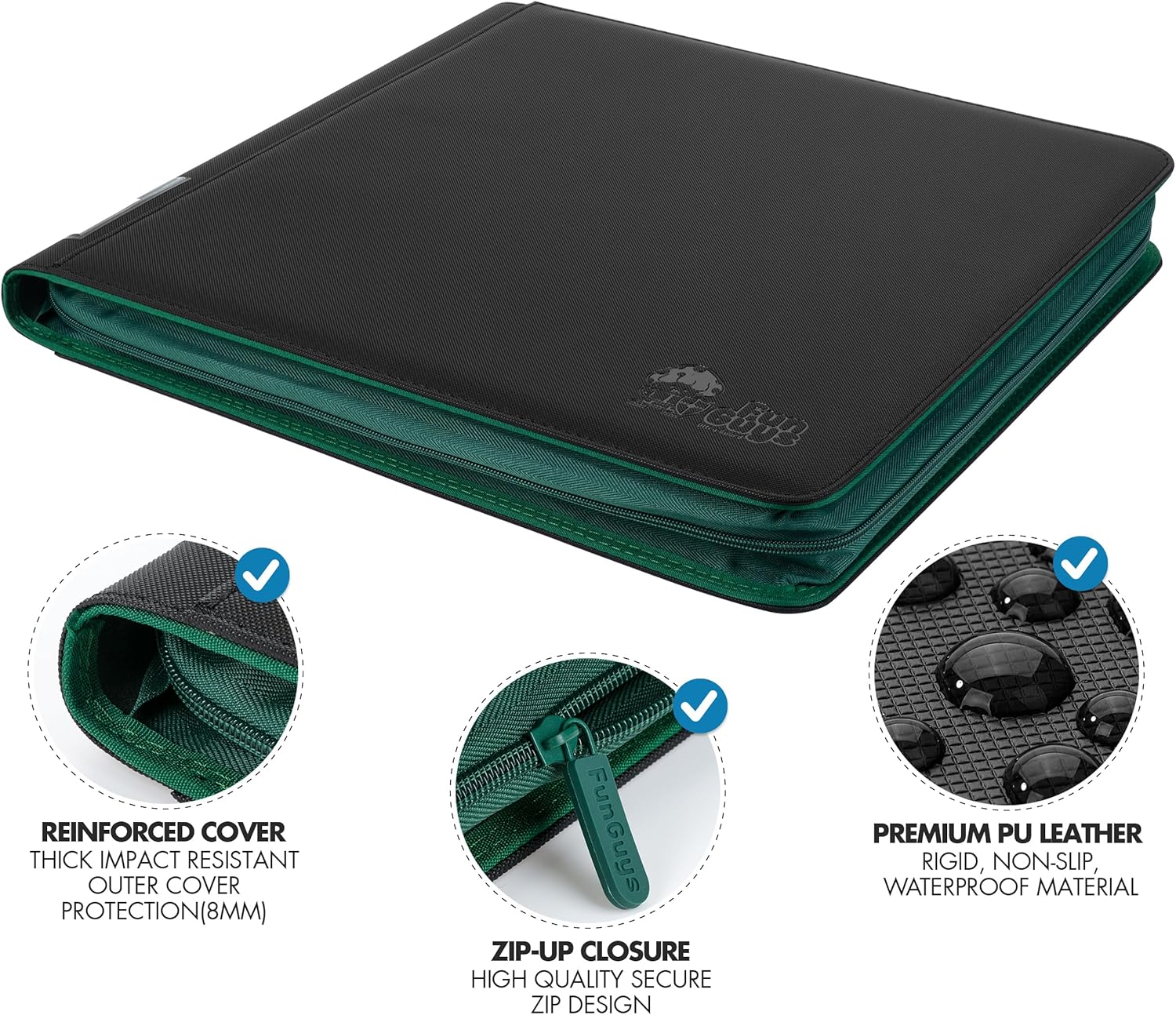 FunGuys Toploader Binder, Trading Card Binder Storage, 384 12 Pocket Top Loader Binder, Card Collection for Yugioh, MTG, TCG, Card Folders for Trading Cardsf