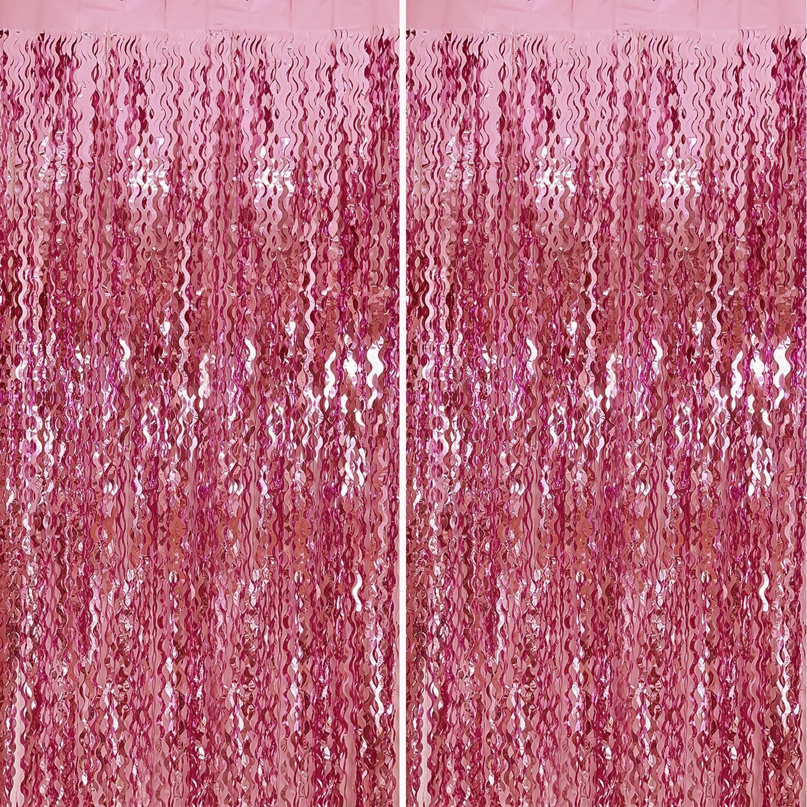 Pink Streamers Fringe Photo Backdrop, Rose-Pink Wall Decor, Birthday Decorations for Women, Rosy Halloween Favor, Bachelorette Party Supplies, Baby