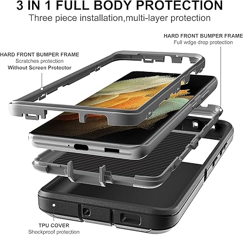 Miniatura 4 de Funda para S21 Ultra, funda para Samsung Galaxy S21 Ultra con protector de pantalla de TPU flexible autorreparable 2 unidades, funda de protección