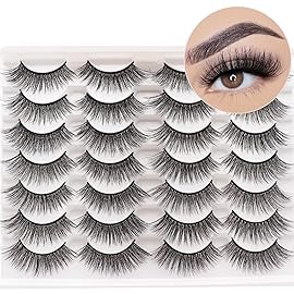 Losha Eyelashes Natural Look Faux Mink Lashes Pack Handmade Wispy False Eyelashes 14 Pairs Eye Lashes (F61)