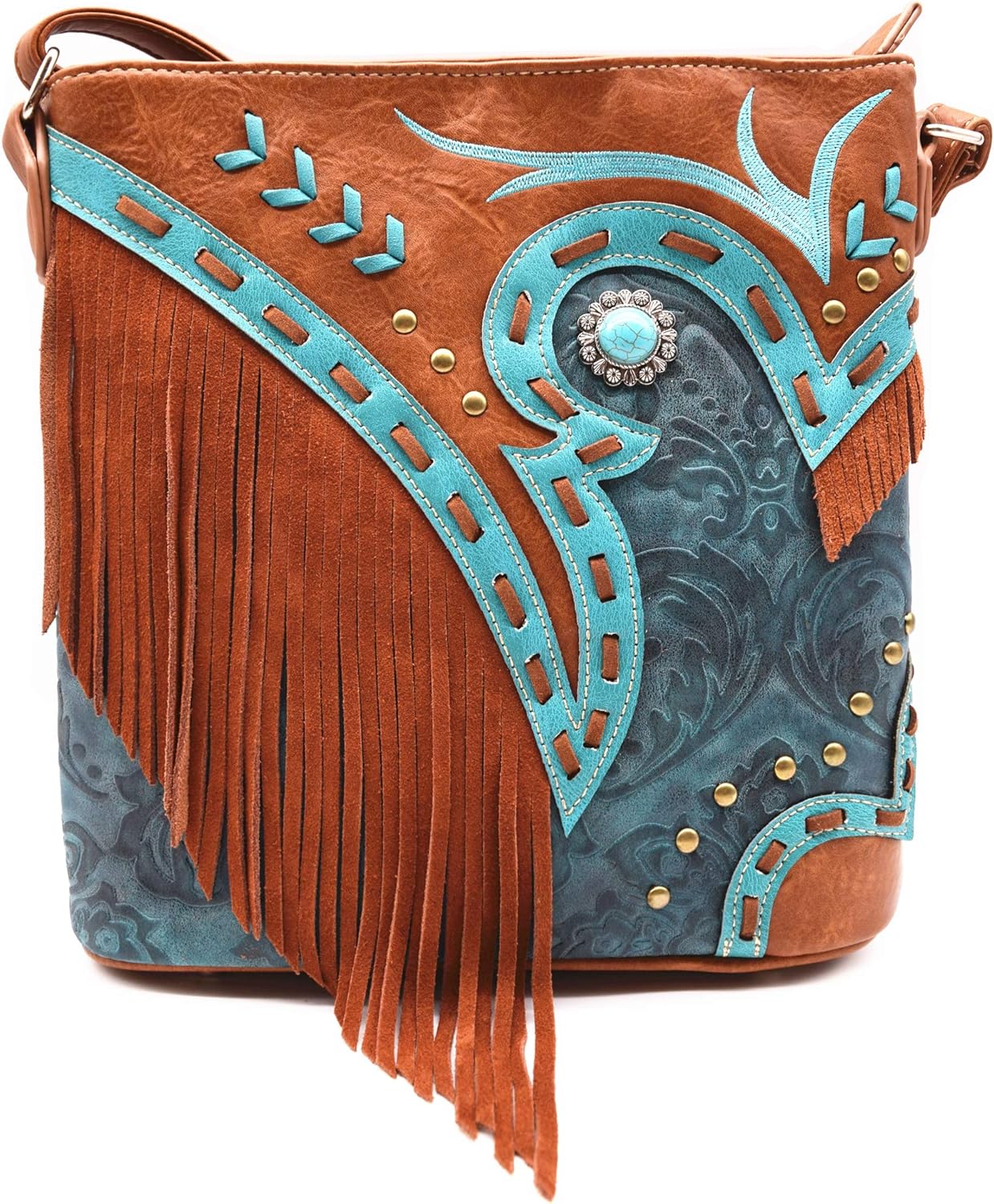 Western Cowgirl Fashion Style Leather Fringe Crossbody Handbags Women Purse Country Everyday Shoulder Bag - Image 2