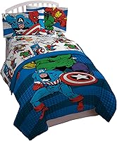 Vista 1 de Jay Franco Marvel Comics Avengers Good Guys - Juego de ropa de cama individual de 4 piezas, color azul