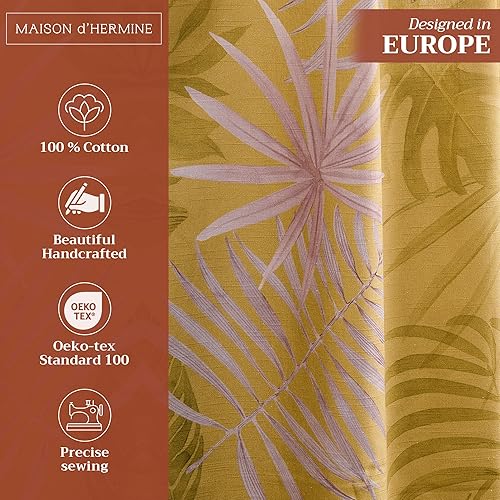 Miniatura 2 de Maison d' Hermine Cortina 100% algodón de 50 x 108 pulgadas, 1 panel fácil de colgar con un bolsillo para barra y lazo para cocina, dormitorios y