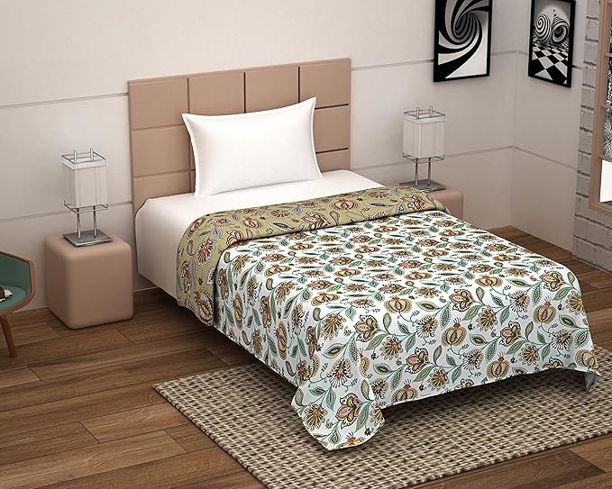 Craftino Premium Export Print Single Bed Reversible AC Blanket/Dohar Set of 1Pc (Brown)