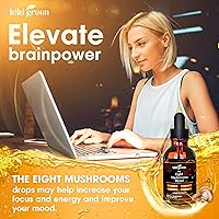 Vista 7 de Kiki Green Gotas de extracto líquido de 8 hongos, complejo adaptogénico para apoyo cognitivo, refuerzo de inmunidad, suplemento de melena de león