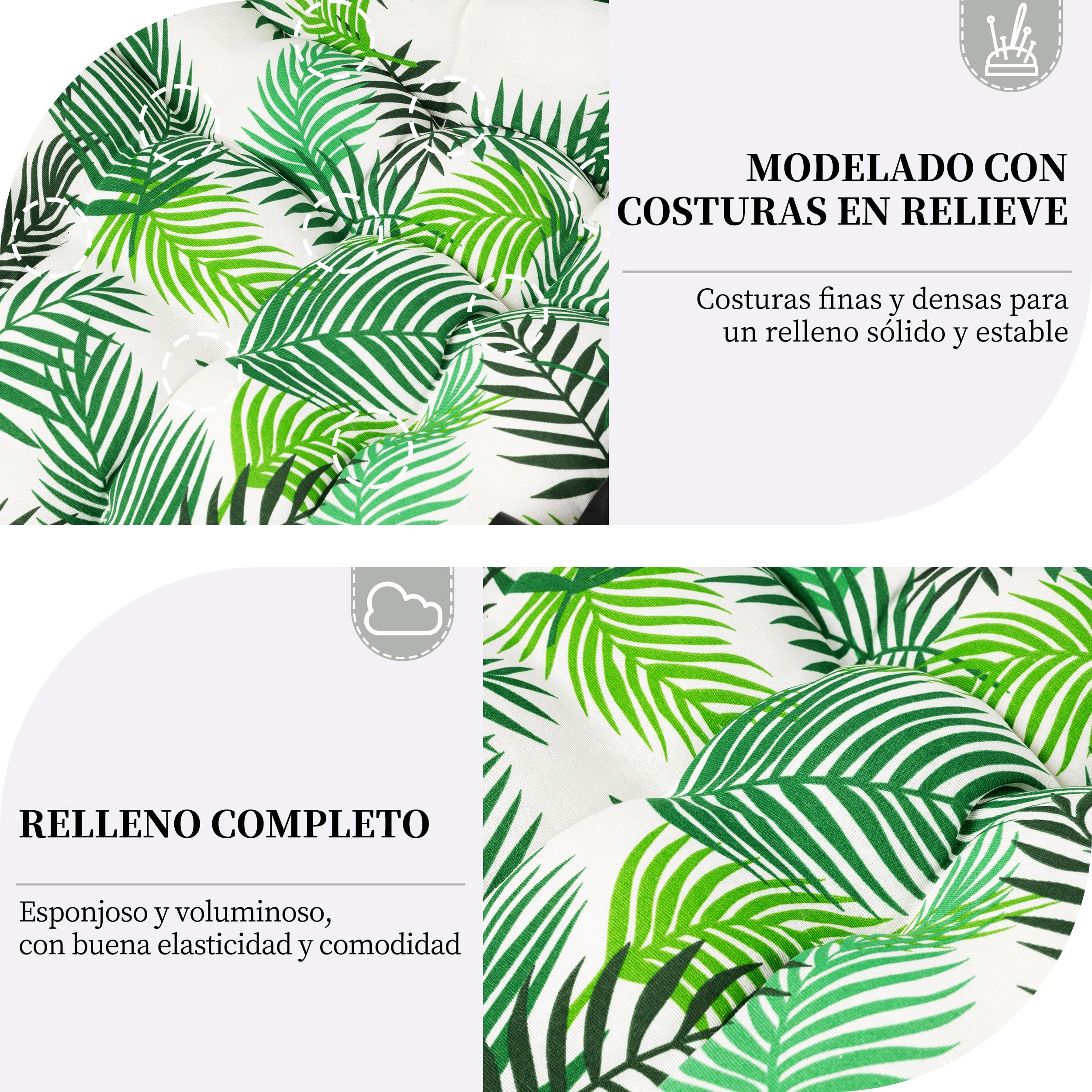 BESCH Cojines para Palets de Fibra Conjunto 4 Piezas - 1 Asiento + 1 Respaldo + 2 Cojines - Juego de Cojín Respaldo para Pales Acolchados para Jardín, Terraza