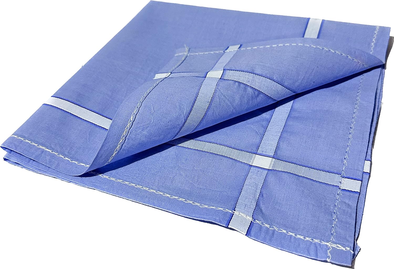 Royal Mart men's handkerchiefs, 100% cotton, hemstitched, 17x17 inches, multi-colored (Light Border, Pack of 12)