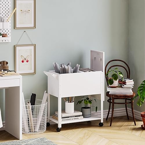 Miniatura 54 de MIIIKO Archivador de 3 cajones sobre ruedas, gabinete de archivos móvil para oficina en casa debajo del escritorio, archivadores de metal Negro