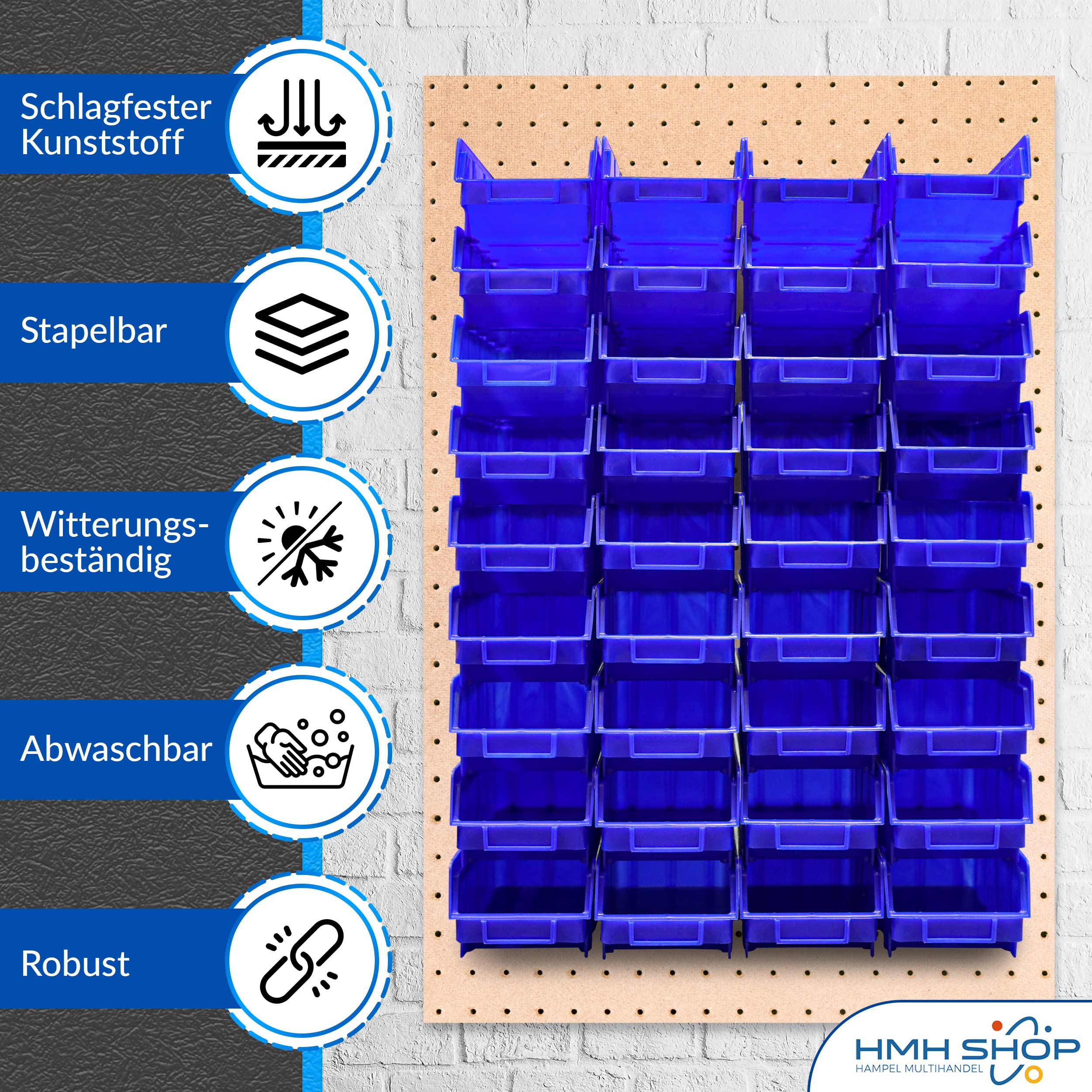 26x Stapelboxen Größe 3 Werkstatt Garage Keller Sichtlagerboxen 248x145x127mm Lagerboxen blau Sichtlagerkästen Kleinteile Aufbewahrung