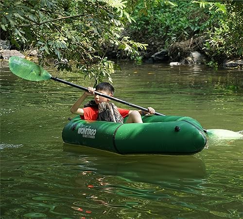 Miniatura 7 de Kayak ligero inflable de TPU Packraft  1 persona, ideal para adultos y niños con asiento suave, bote Litewater para rafting de agua plana, pesca y