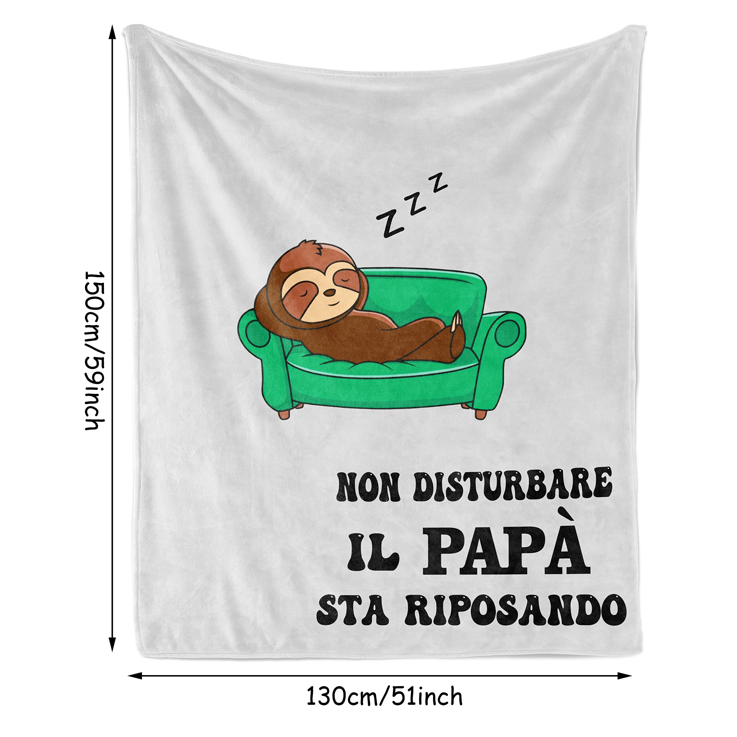 Shoppawhile Regalo Papà Compleanno, Flanella Bradipo Coperta 130 x 150cm Regali per la Festa del Papa, Regalo Papà Natale