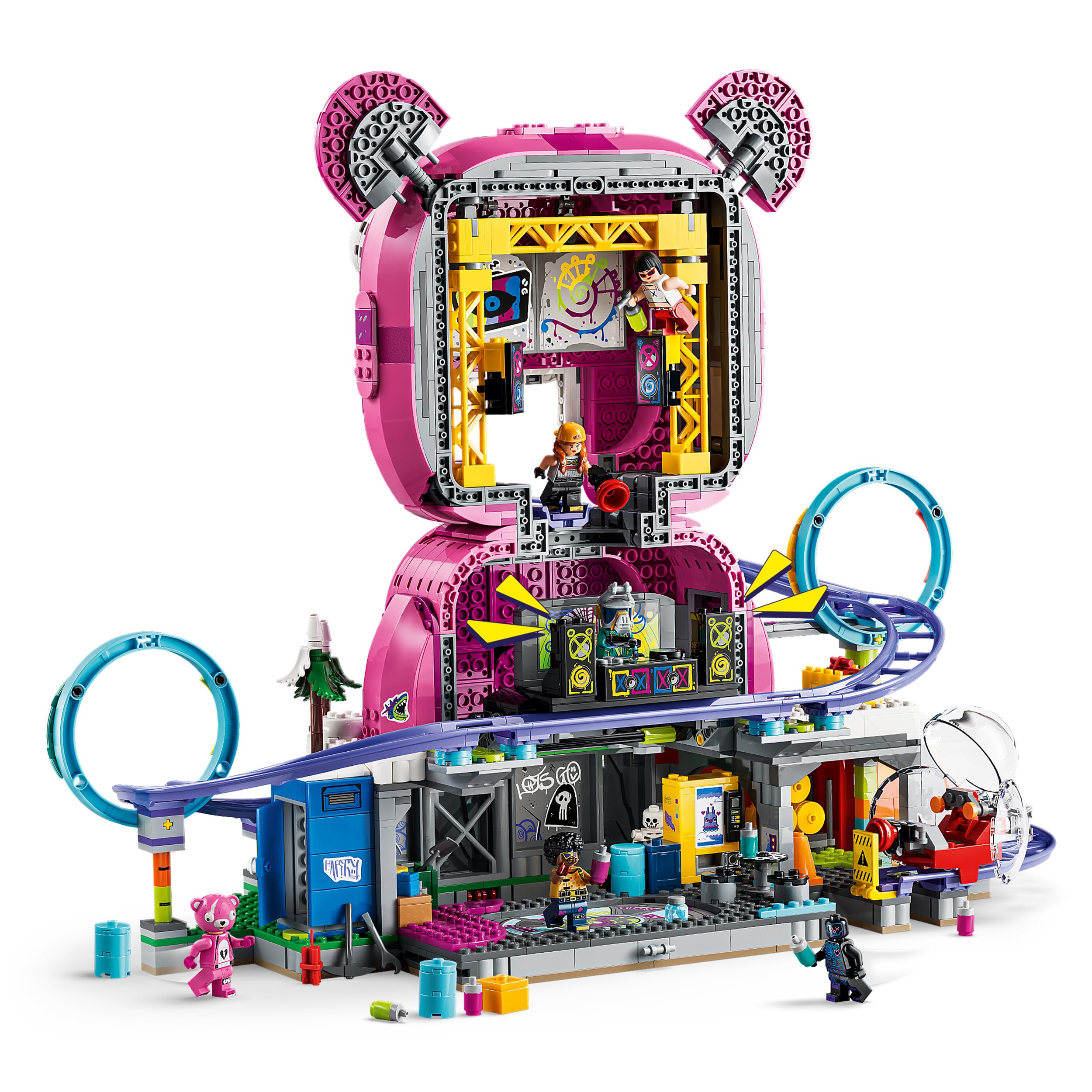 LEGO Fortnite Tana Strana - Giocattolo Interattivo con Modello di Parco Giochi e 6 Minifigure - Decorazione Cameretta - Regalo per Gamer, Bambini e Bambine da 12 Anni in su Fan dei Videogiochi - 77082