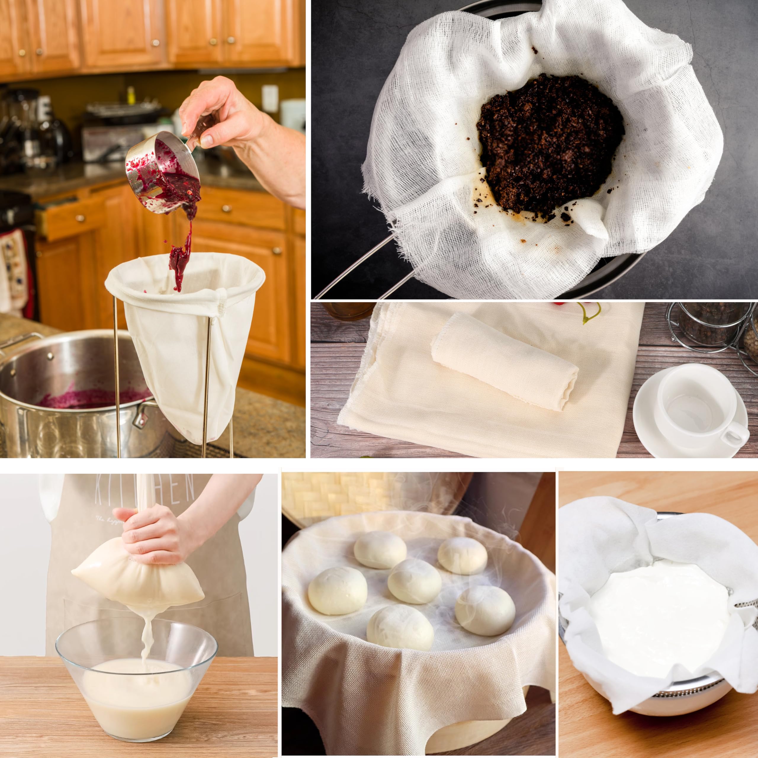 5 Toiles à Fromage 50x50 Cm - Étamine Coton Naturel Réutilisable - Filtration Alimentaire
