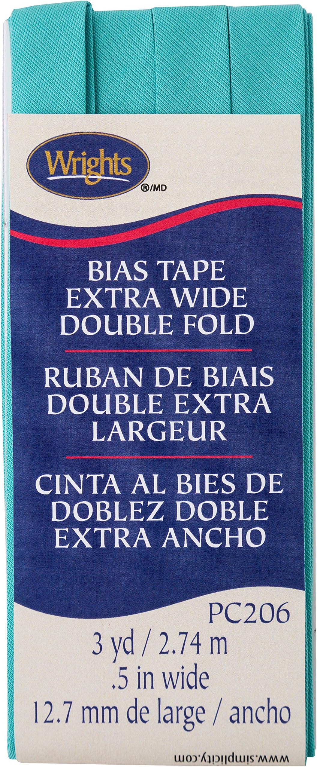 Wright Products Wrights Aquamarine II Double Fold Bias Tape 1/2" X3yd, 5.25 x 2 x 0.38