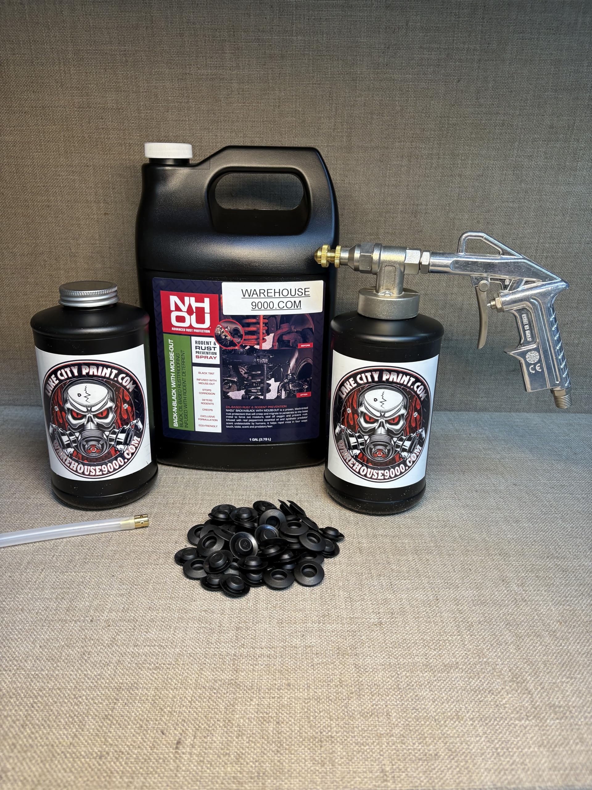 Gal NH Oil Undercoating, Pro Undercoating Gun, 360* Wand, 2 Quart Bottles, 50 Plugs