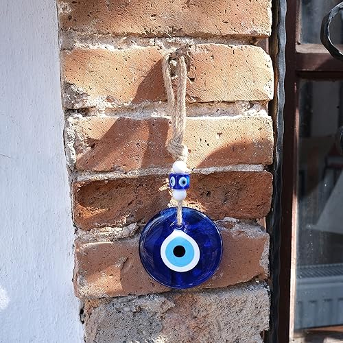 Miniatura 5 de BCS Decoración azul contra el mal de ojo para colgar en la pared del hogar, 3.5 pulgadas, cristal hecho a mano, amuleto turco de nazar de buena