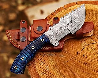 Damascus steel Tracker Knife Full Tang Fixed Blade Hunting Knife with Sheath 10 Inches EDC Horizontal Carry knife Scout Carry Knife Handmade Camp Knife Survival knife, knives for men - LH LIMASSOL