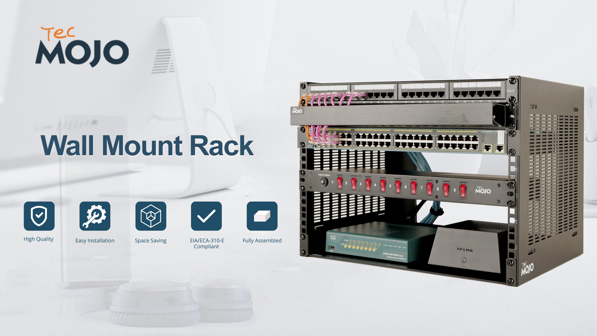 Amazon.com: Tecmojo 6U Wall Mount Rack,6U Rack 14 inch Depth,19