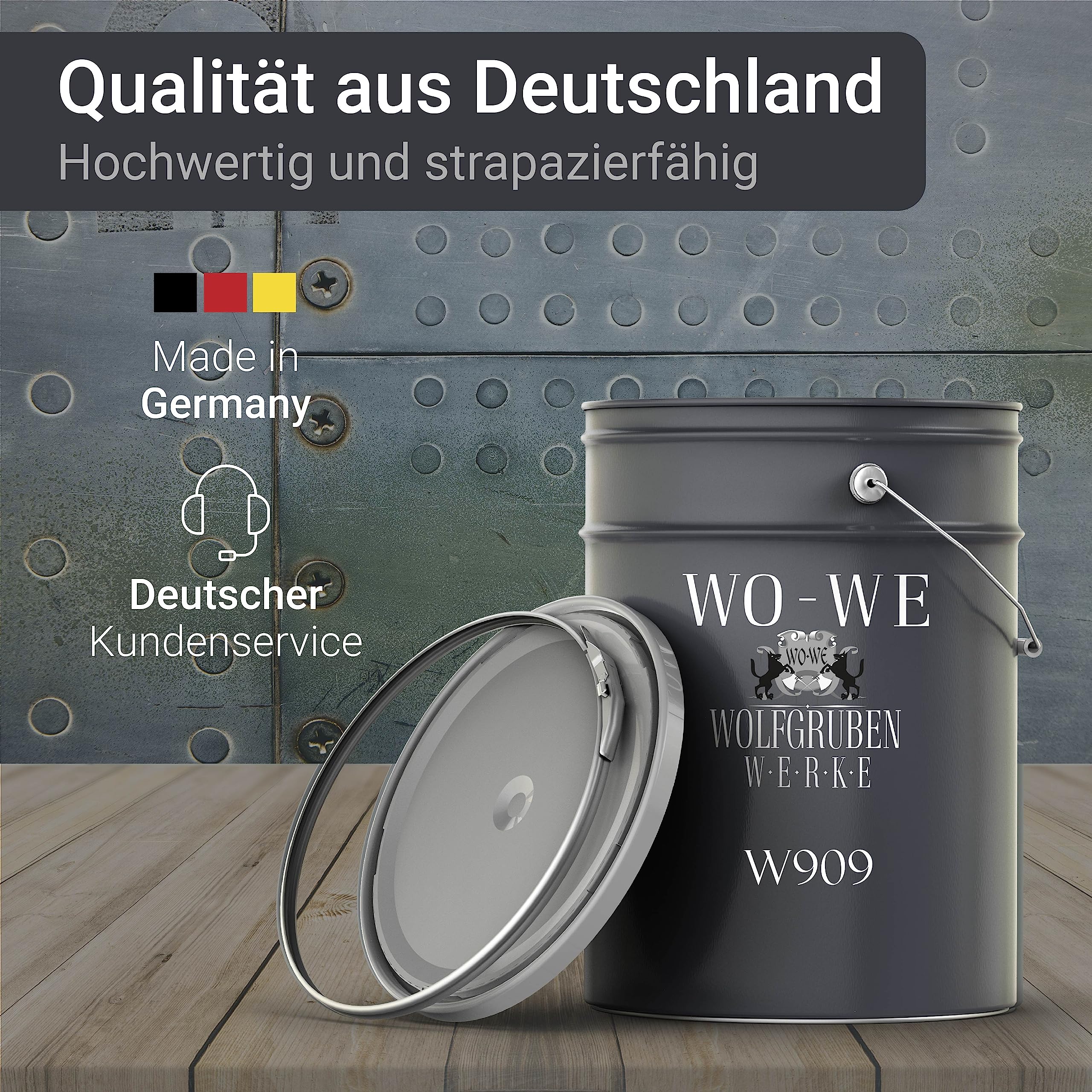 WO-WE Metallschutzlack 4in1 Metalllack Metallfarbe Metallschutzfarbe MATT W909 Anthrazitgrau - 2.5L