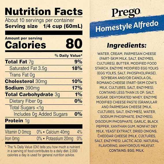 Prego Homestyle Alfredo Pasta Sauce, 22 oz Jar