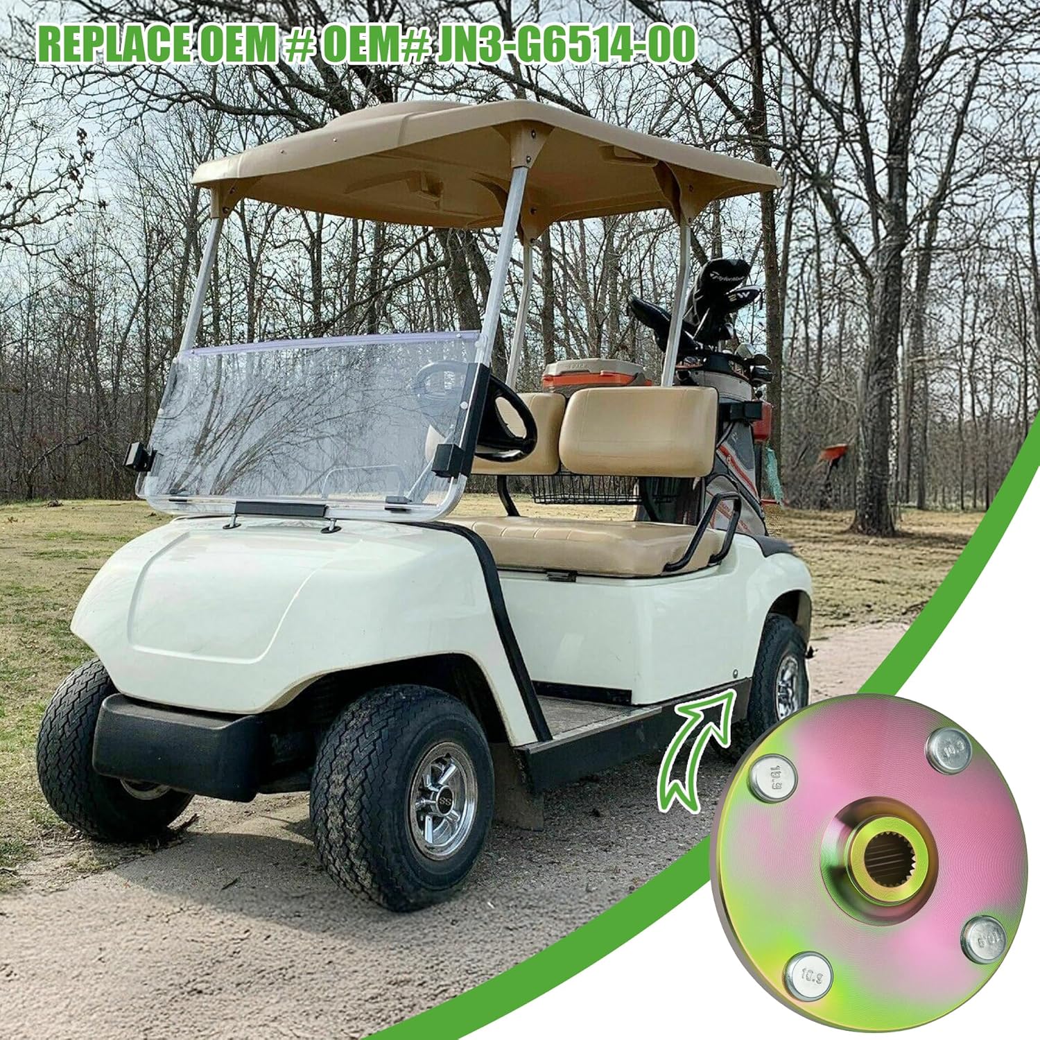 10L0L Golf Cart Rear Axle Hub Fit for Yamaha G8 G9 (1992-UP) G14 G16 G19 G20 G21 G22 Gas or Electric Golf Cart OEM# JN3-G6514-00