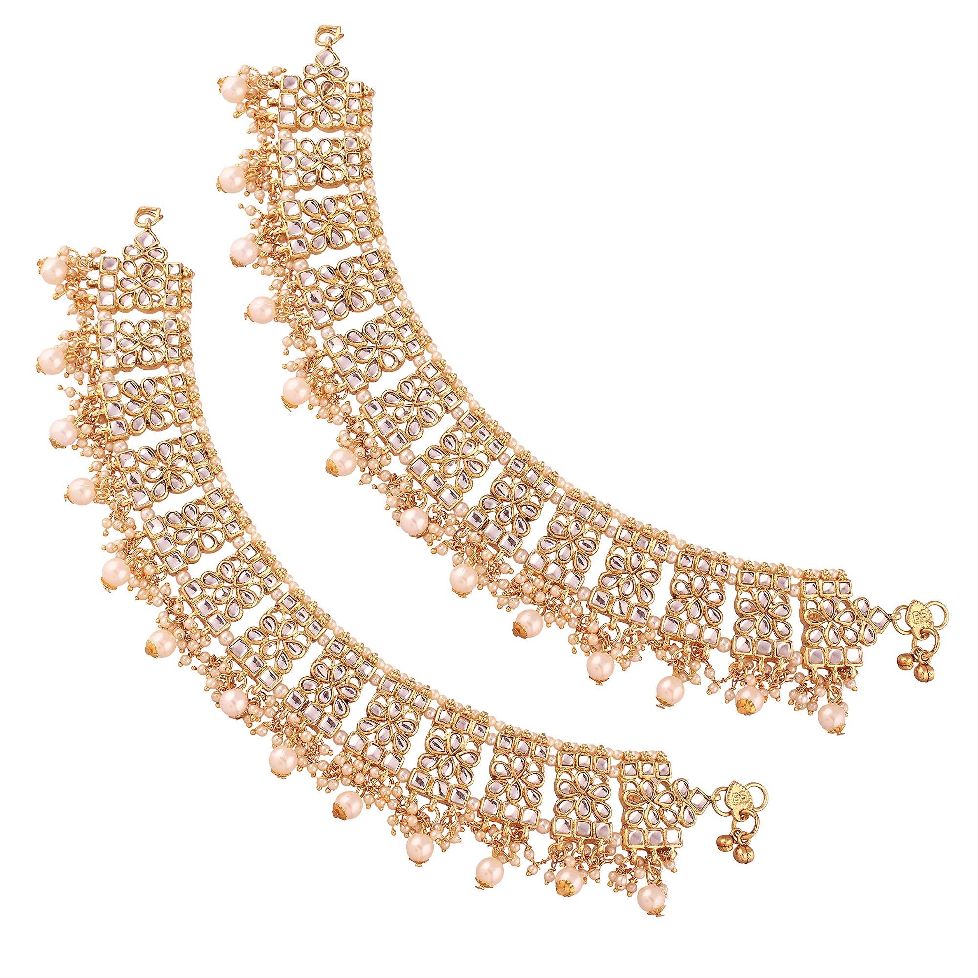 Women's Gold Plated Bridal Kundan Anklets