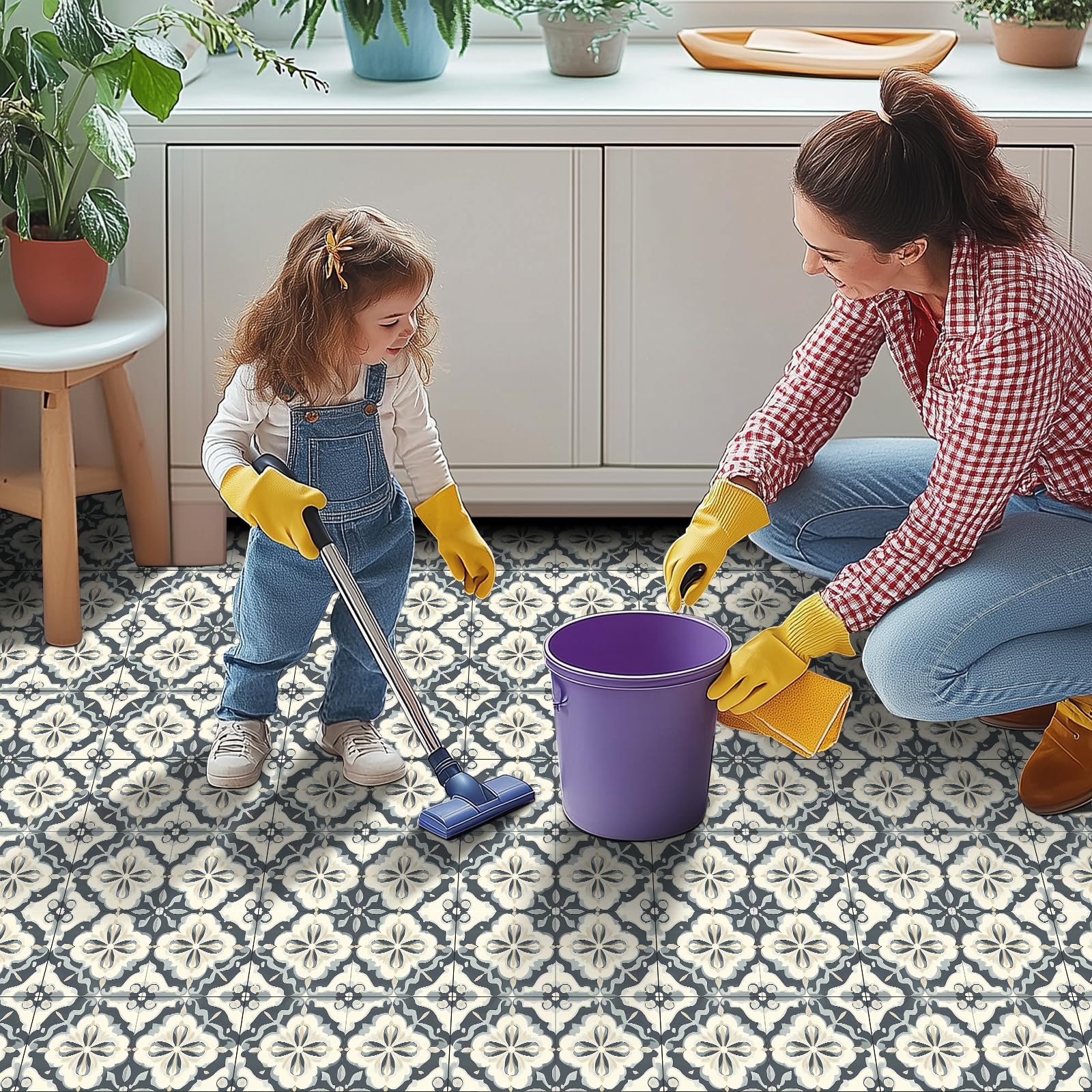 Vintage Floor Tiles - Peel & Stick Vinyl -6