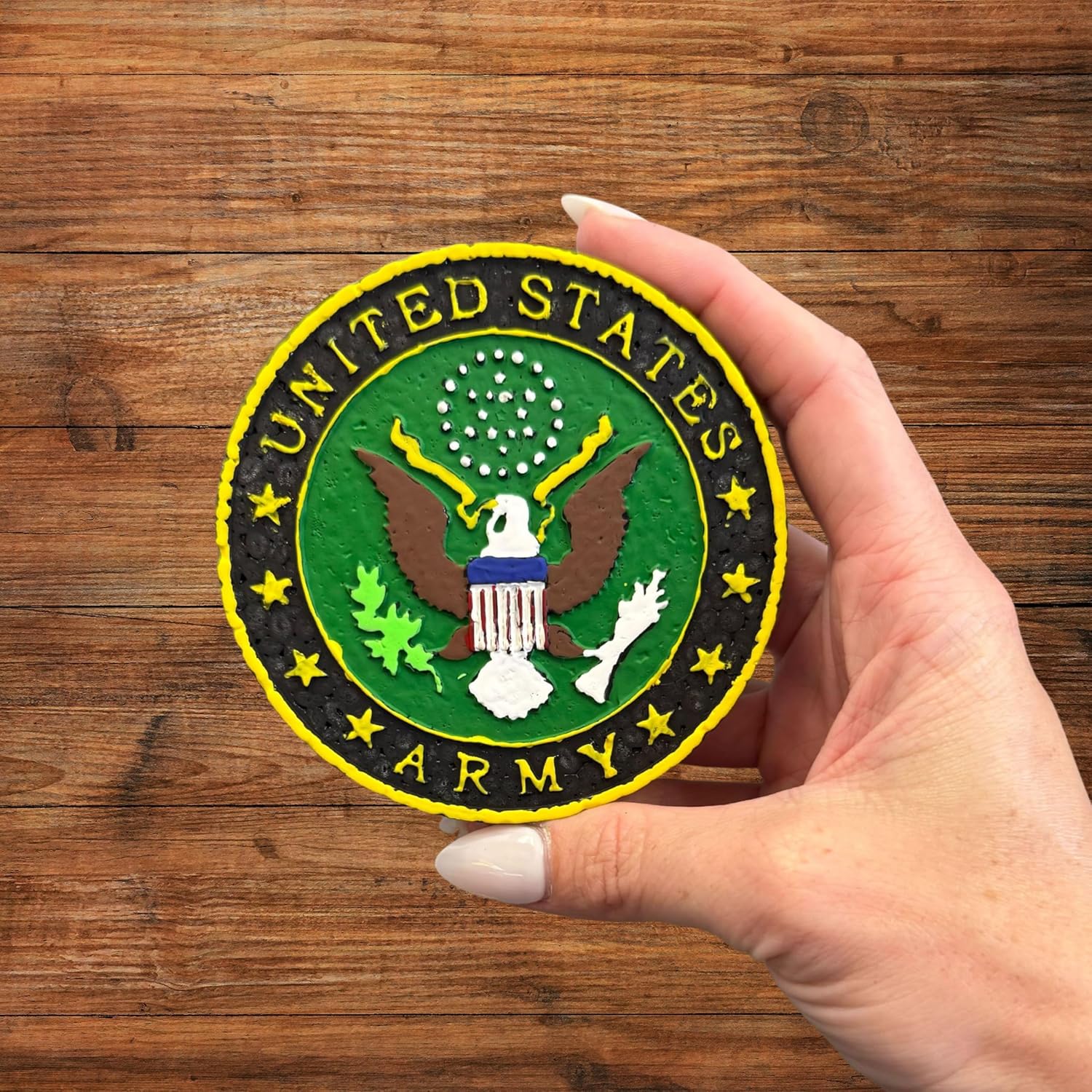 Military Branch United States Silicone Freshie Mold 4” Circle 0.8” D Scented Aroma Beads Men’s Patriotic Armed Forces Soldier American Flag USA