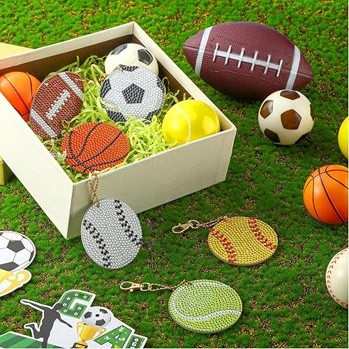 Miniatura 5 de Tudomro 24 llaveros de diamantes de Navidad para decoración con llaveros para manualidades 2024, Balón, Pequeño