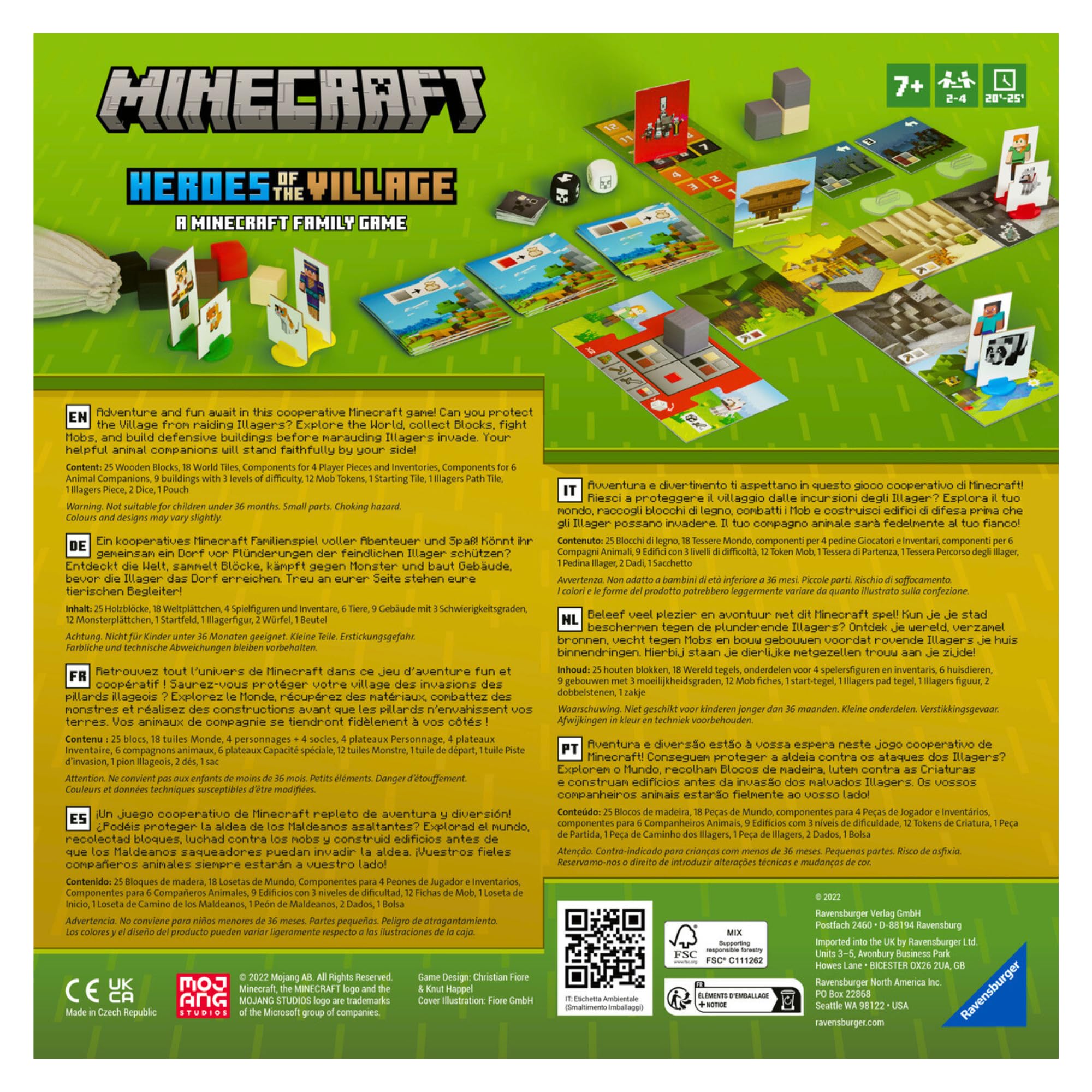 Ravensburger - Minecraft Heroes of The Village, Juego 7+, 2-4 Jugadores