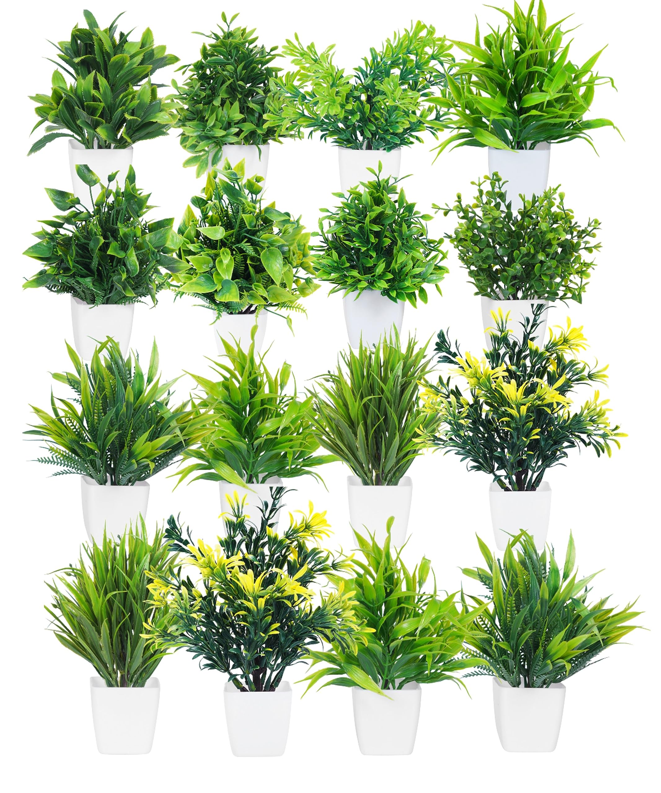Dekorly Artificial Plants with Square Pot | Artificial Plants for Indoor Balcony Decor | Tabletop Desk Decoration | Fuax Plants for Home Office Decor (Multi-16)