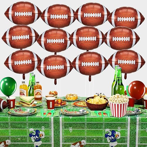 Miniatura 7 de Fudragtn 12 globos grandes de fútbol para fiesta, globos de aluminio con forma de fútbol de 23 pulgadas para decoración de fiestas de cumpleaños con