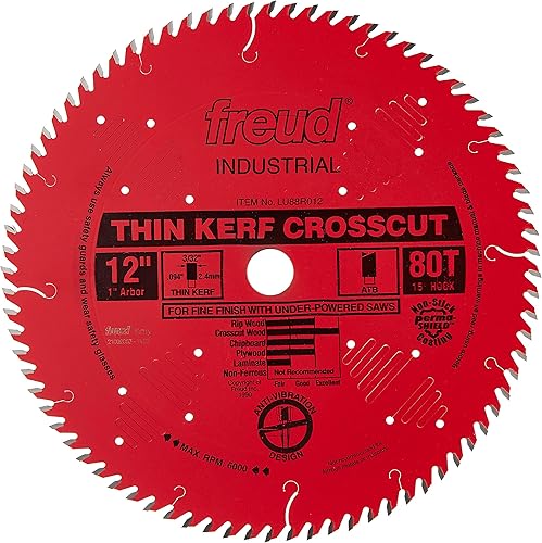 Freud LU88R008 hoja de sierra de corte cruzado, 8 pulgadas, 48 dientes, corte ATB fino y desgarro con árbol de 58 pulgadas y revestimiento de