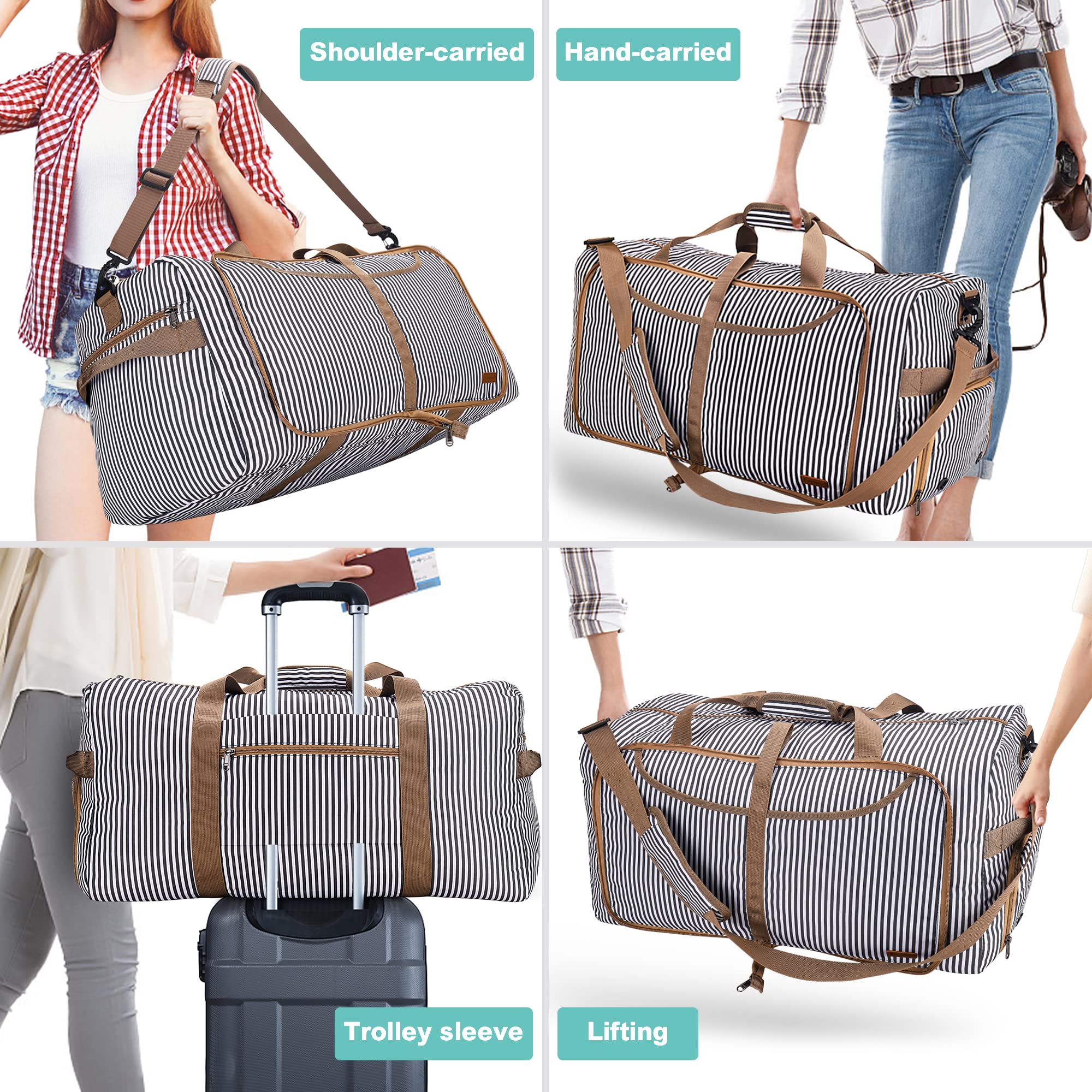 Vogshow Sac de Voyage Femme et Homme Pliable Grand 120L Sac Weekend Imperméable Sac de Sport avec Compartiment à Chaussures
