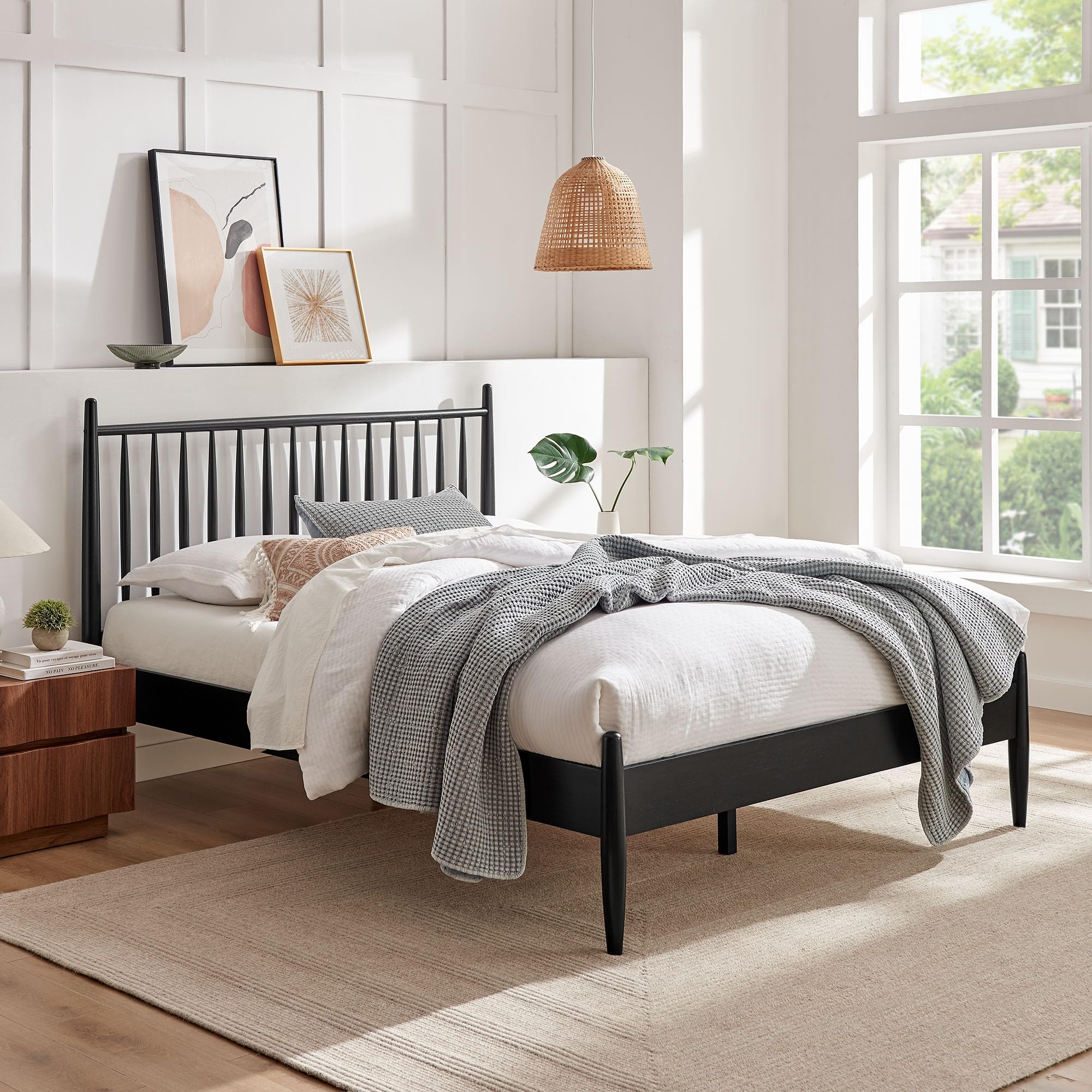 元SKU：WF309230BAAシステムベット　※HANA HANA Amazon.com: Modway Zane King Size Spindle Bed in Black – Solid