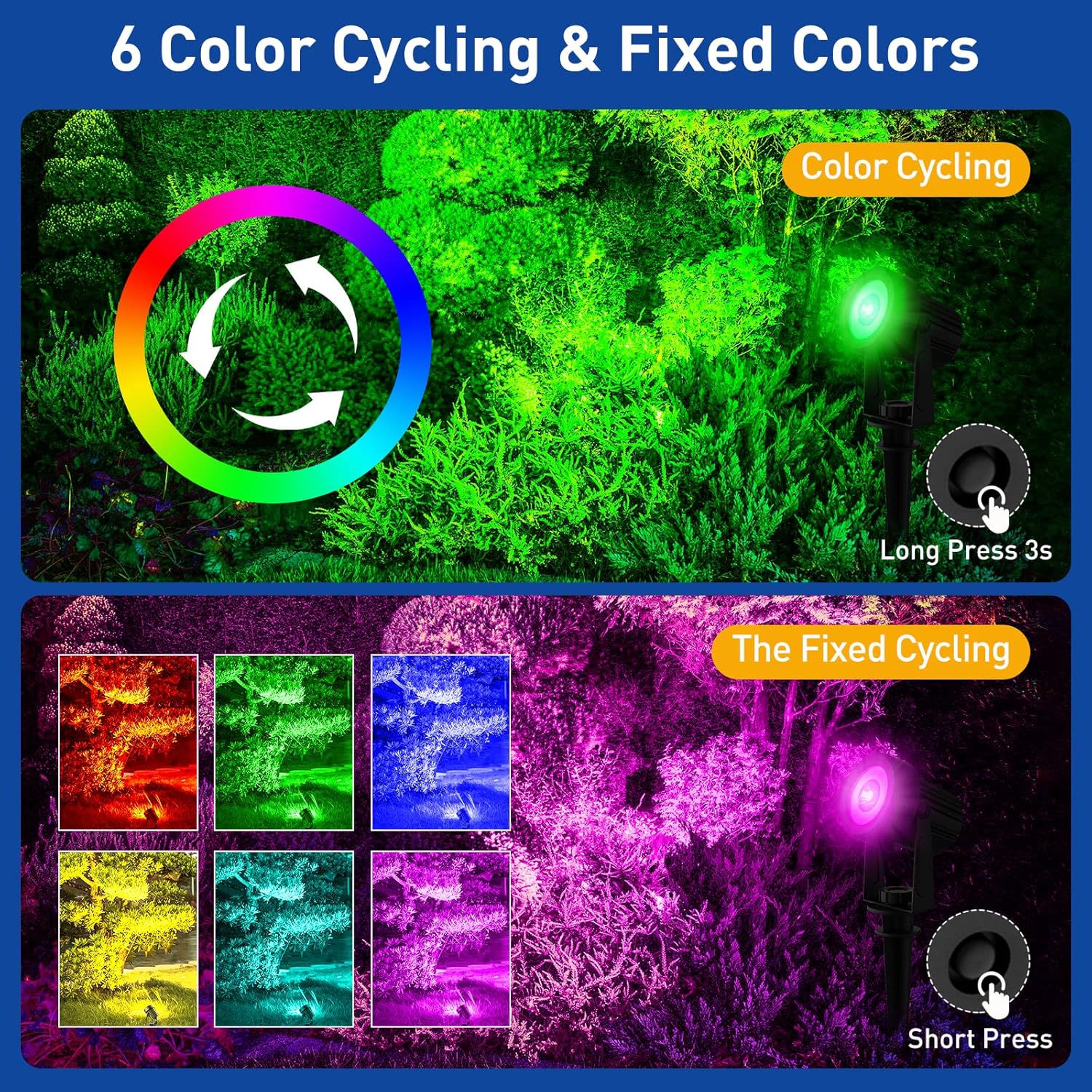T-SUNUS RGB Solar Spot Lights Outdoor Christmas, Color Changing Landscape Spotlights Waterproof IP65 9.8ft Cable Separated Panel for Flag Patio Pathway Yard Garden Wall Halloween Holiday Decoration