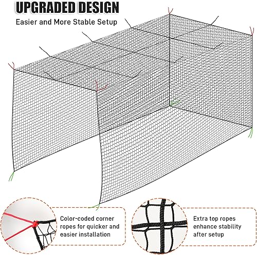Miniatura 4 de Baseball Batting Cage Net, 10x10x10 10x10x2010x10x35ft Softball Baseball Batting Netting for Backyard, Portable Hitting Practice Training Only Net