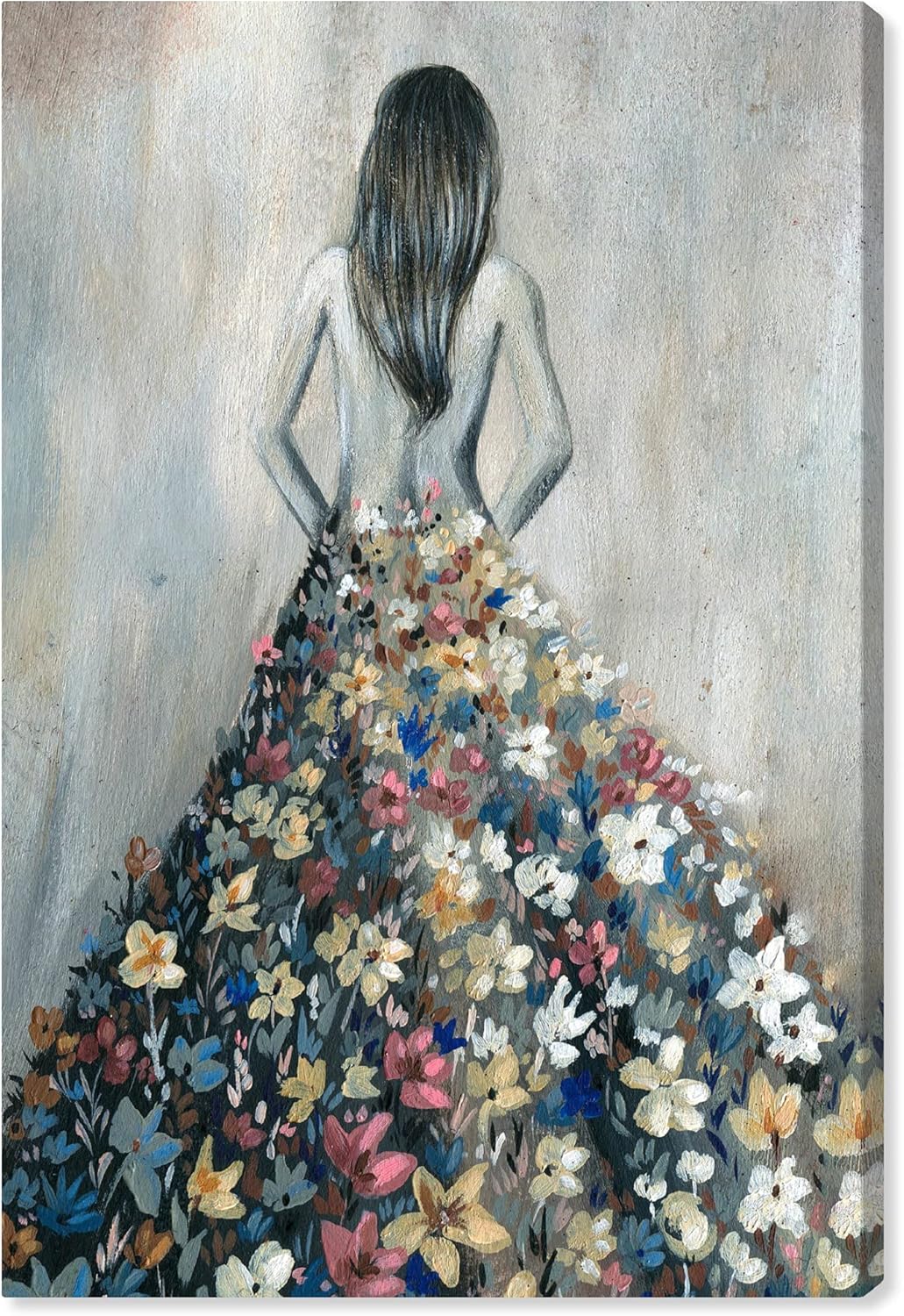 Oliver Gal Girl with Flower Thoughts Canvas Print Wall Art for Living Room, Bedroom, and Bathroom, 30 x 45, Gallery Wrapped