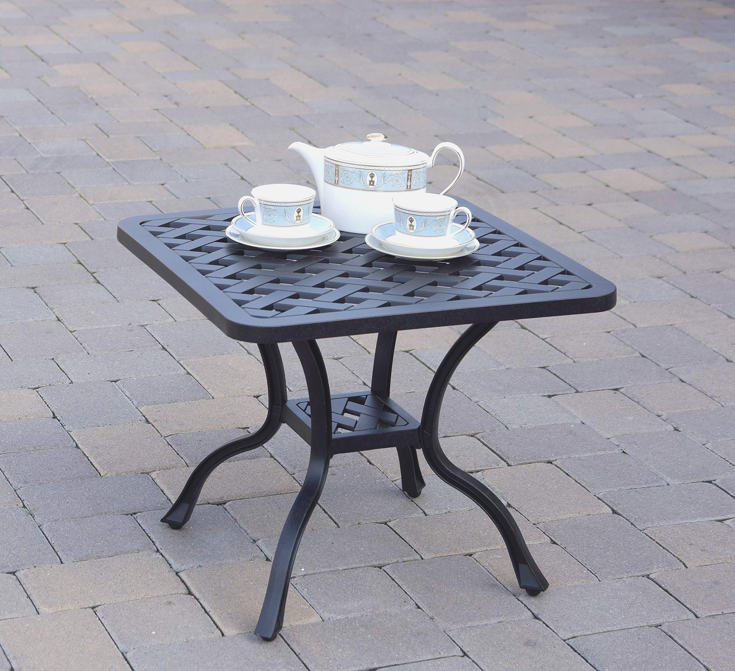 Darlee Cast Aluminum 21'' Square Side Table, Antique Bronze