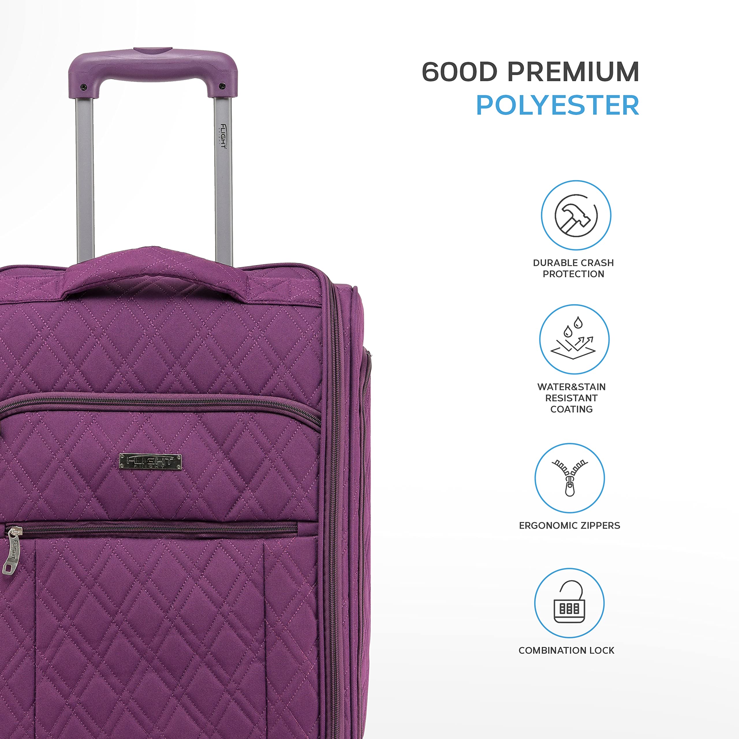 Flight Knight 55x40x20cm Ryanair Maximum Size Carry On Priority Hand Luggage Case Approved & Tested - 2 Wheels - Ultra Lightweight Durable Soft Case Textile Cabin Suitcase