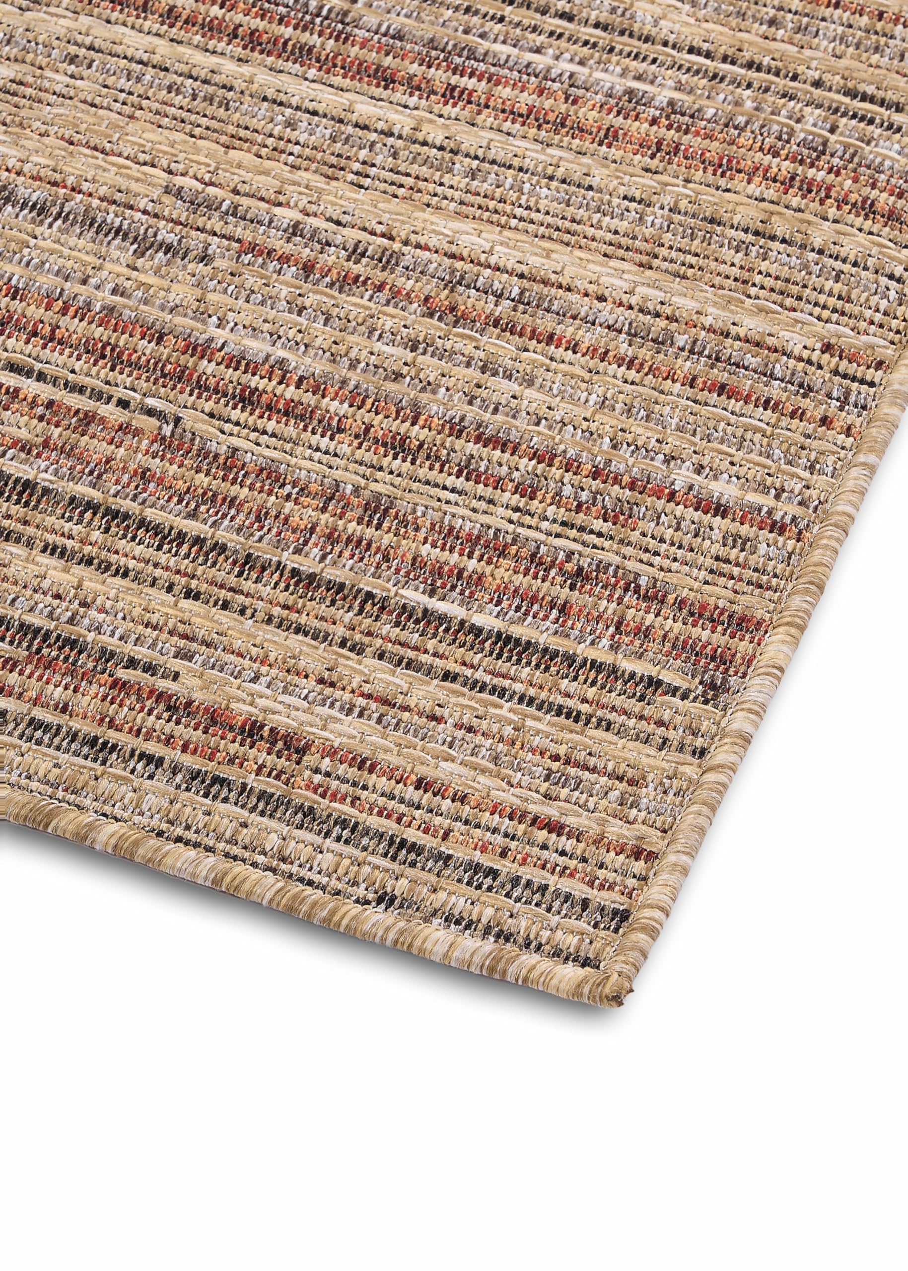 TAPISO Yucana Tapis Robuste Résistant aux Rayons UV Imperméable Tapis pour Intérieur et Extérieur Balcon Terrasse Jardin Marron Beige Boho Ethnique à Rayures Mélangé Moderne 200 x 300 cm