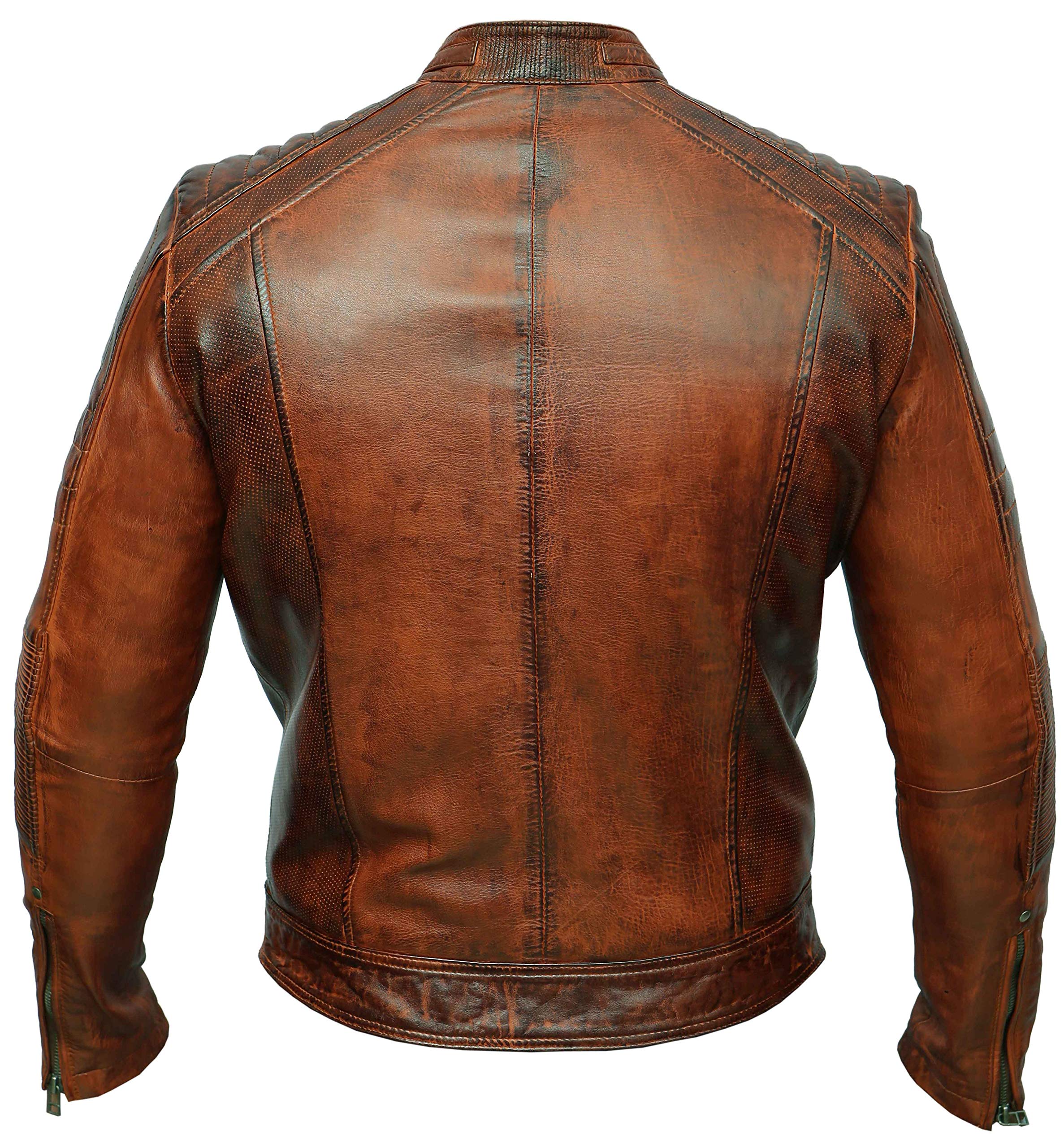 Herren-Motorradjacke, Biker, Cafe Racer, Retro, Vintage, gewachst, braun, Used-Look