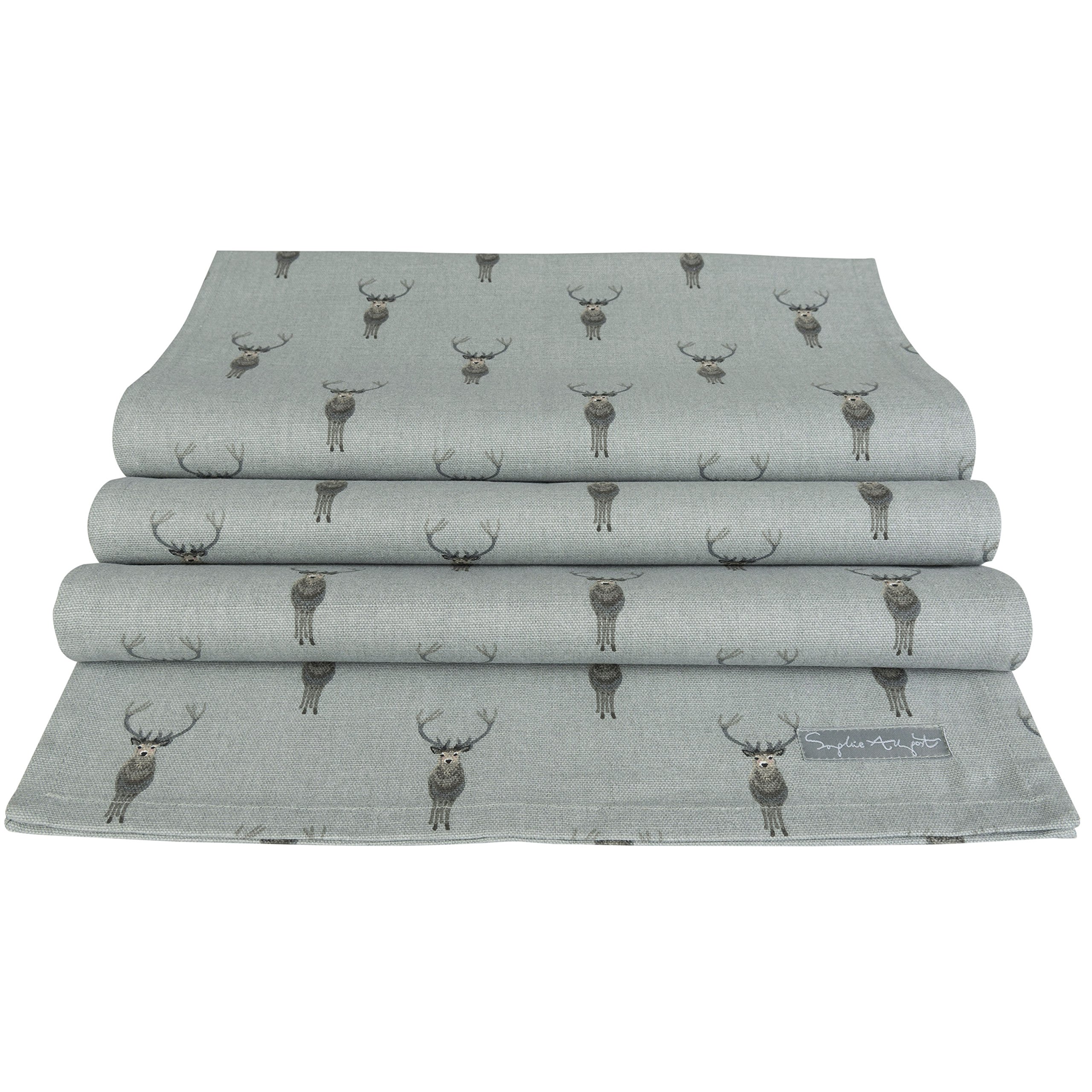 Sophie Allport - Highland Stag Table Runner, 100% Cotton, Stylish Print, 35 x 280cm, Machine Washable