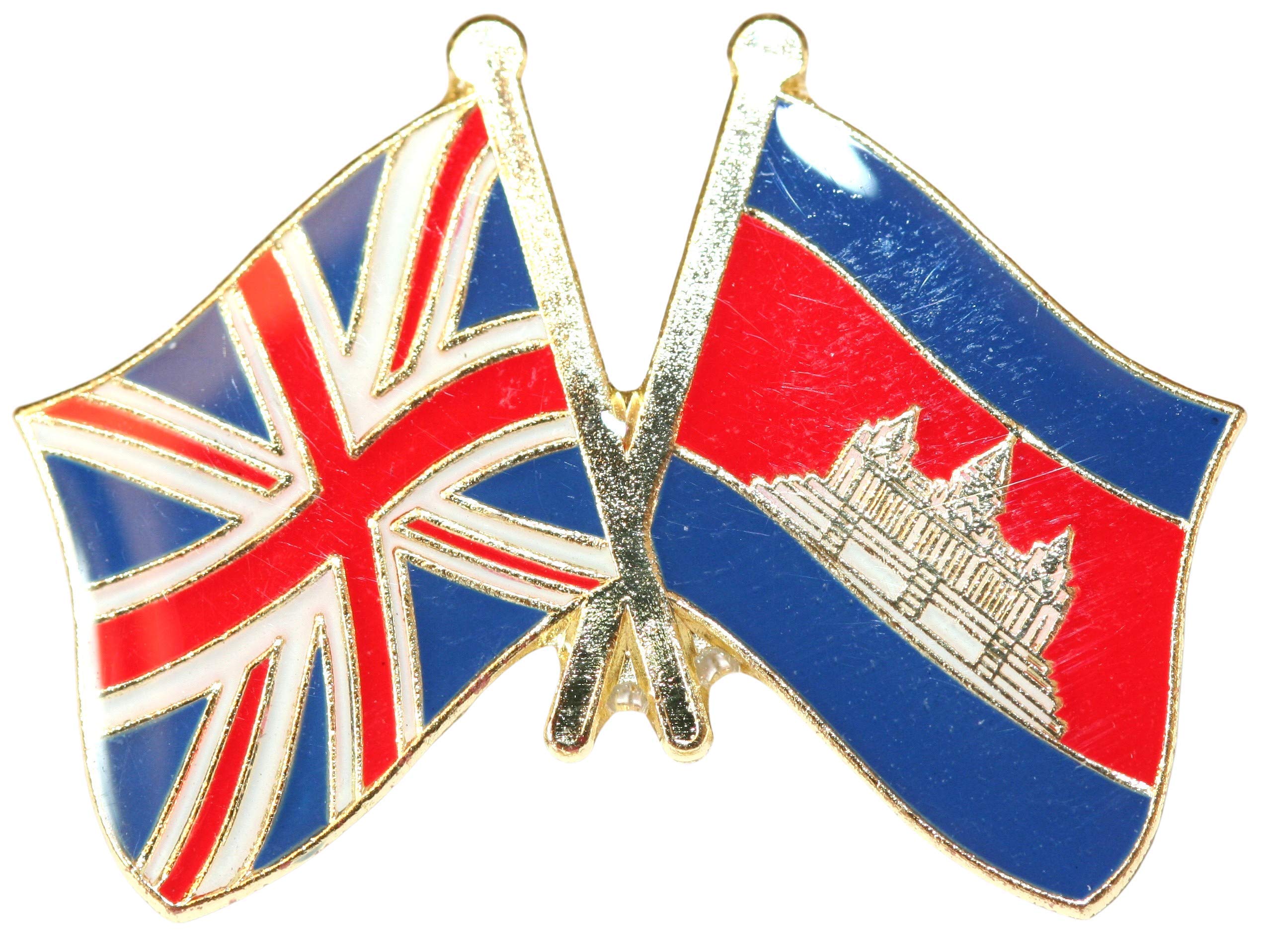 Buxton's Badges Multiple Uk & Cambodia Friendship Flag Pin Badge